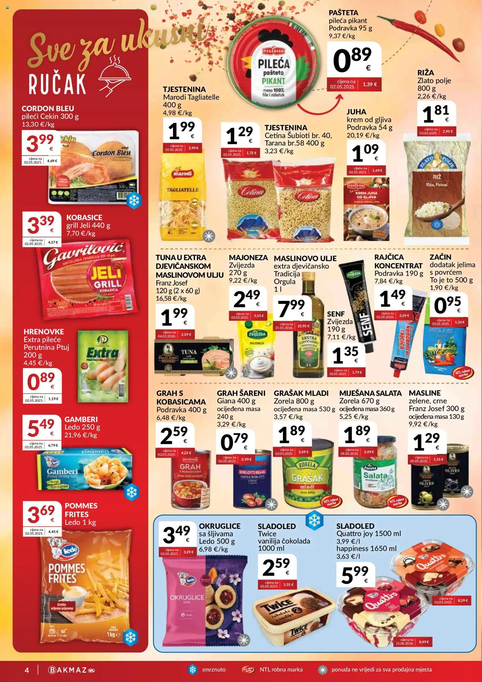 Bakmaz katalog | vrijedi od 30.09.2026 | Stranica: 4 | Proizvodi: Grah, Hrenovke, Majoneza, Grill