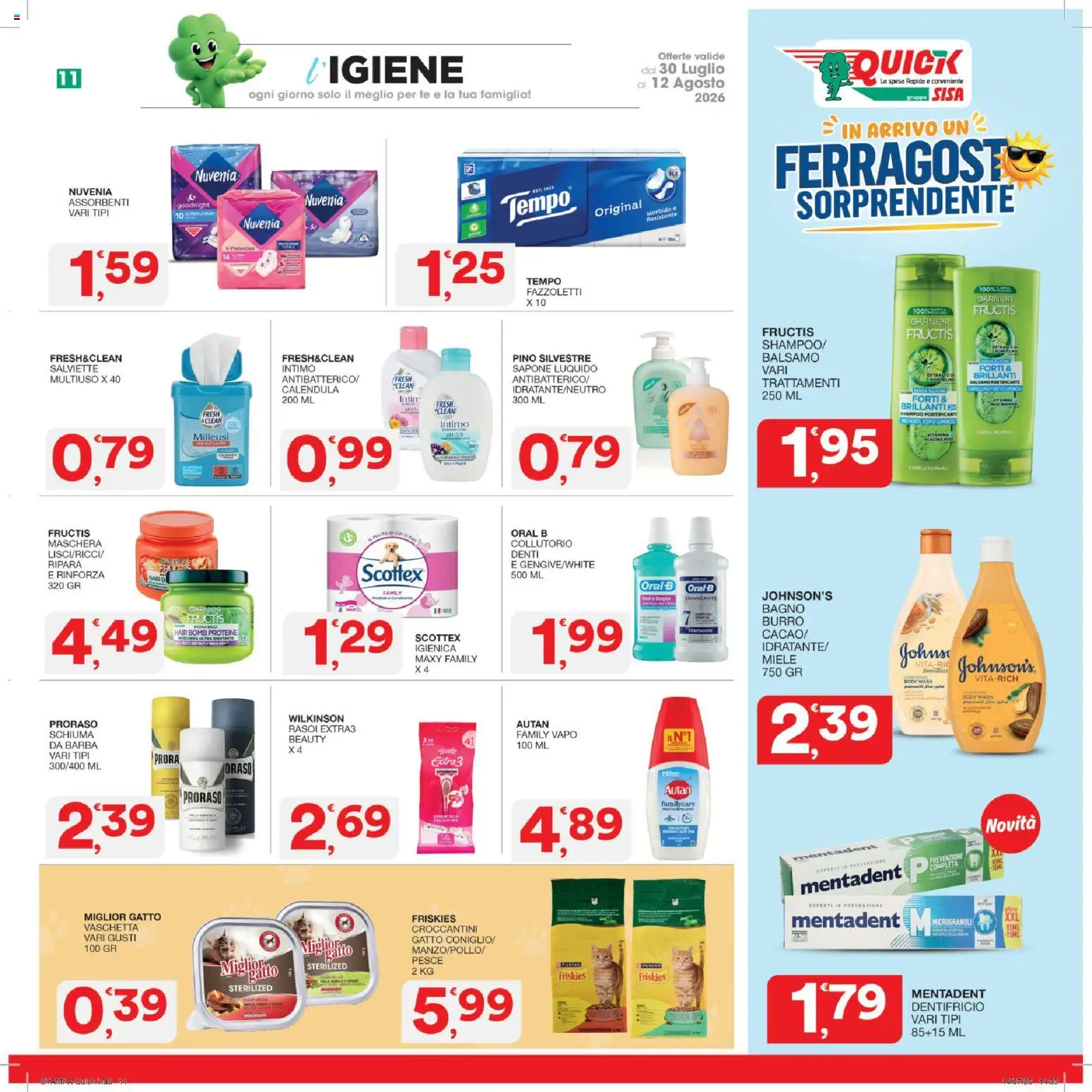 Volantino SISA del 30/07/2026 | Pagina: 11 | Prodotti: Sapone, Dentifricio, Burro, Bagno