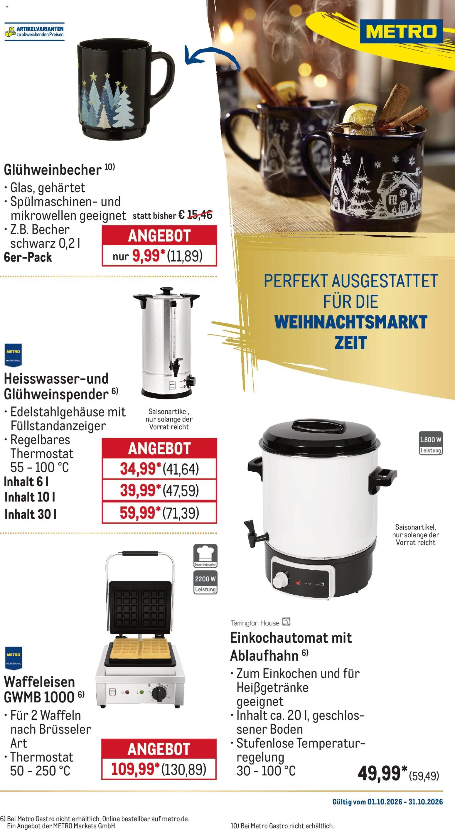 Metro Monats-Menü – gültig ab 01.10.2026 | Seite: 8 | Produkte: Waffeln, Waffeleisen