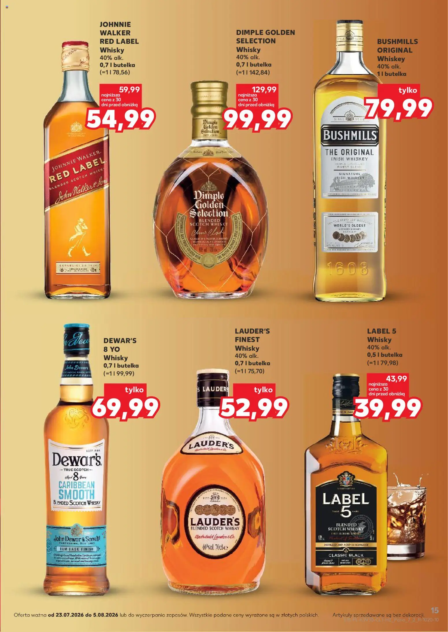 Kaufland Polsko leták - Barek od 23.07.2026 | Strana: 15 | Produkty: Finish, Rum, Whisky, Red Label