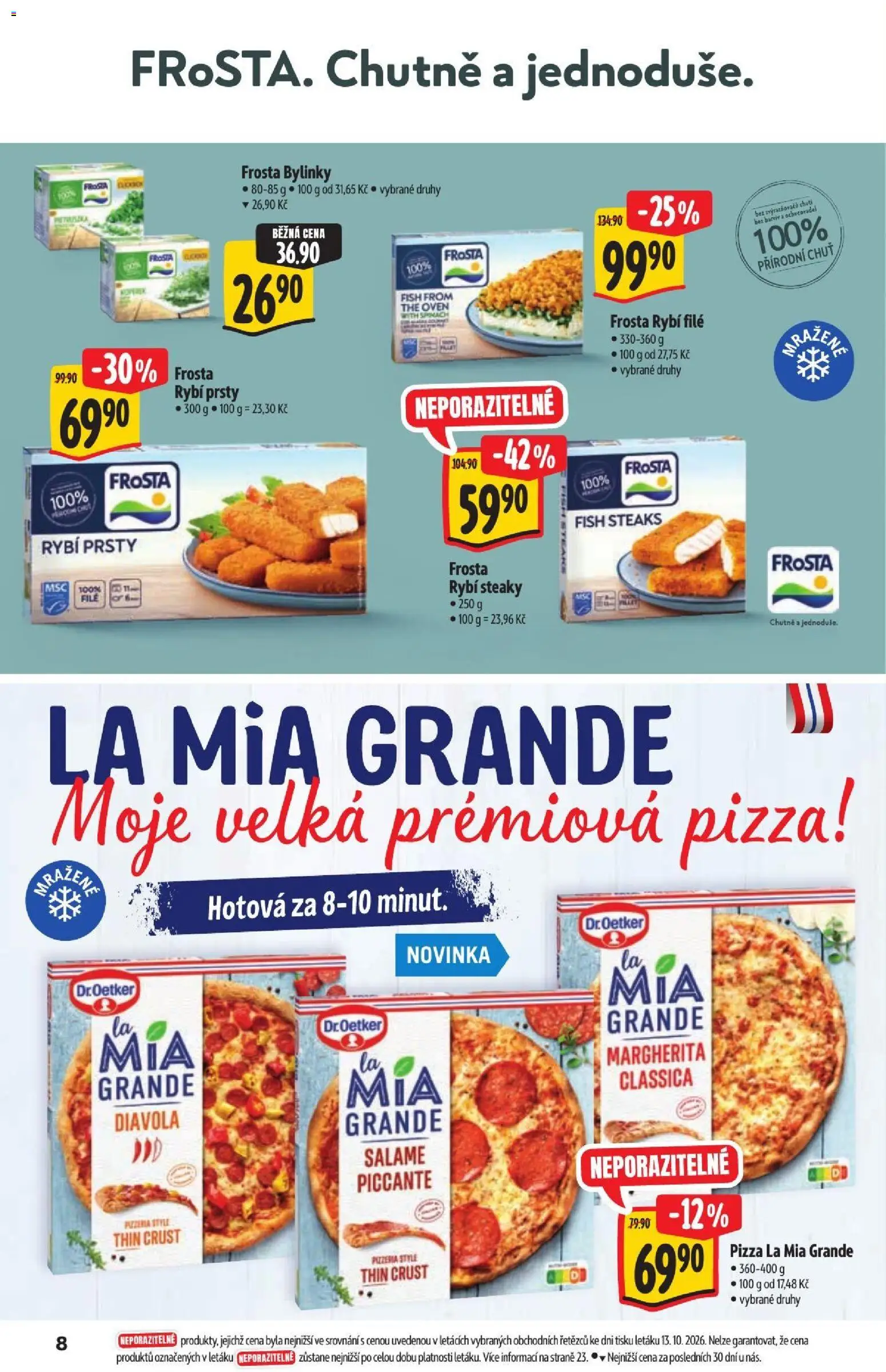 Albert leták - Hypermarket - Nabídka ve značkové kvalitě od 21.10.2026 | Strana: 8 | Produkty: Pizza, Bylinky, Rybí filé, Rybí prsty