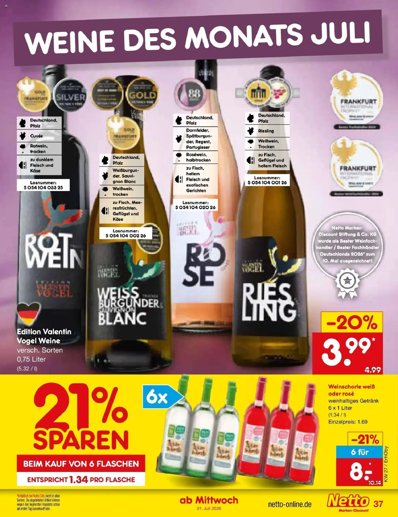 Netto Marken-Discount Prospekt Mauern – gültig ab 28.06.2026 | Seite: 55 | Produkte: Käse, Weinschorle, Fleisch