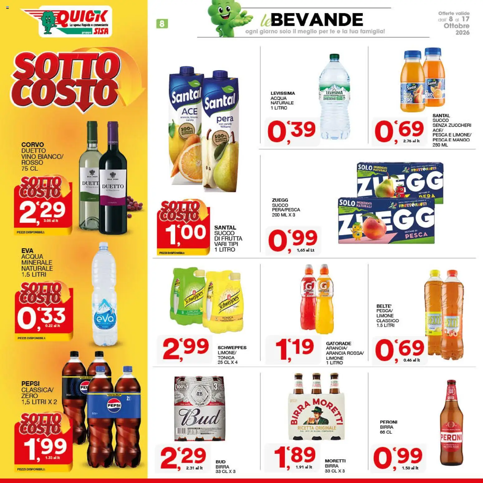 Volantino SISA del 08/10/2026 | Pagina: 8 | Prodotti: Birra, Bevande, Mango, Pera