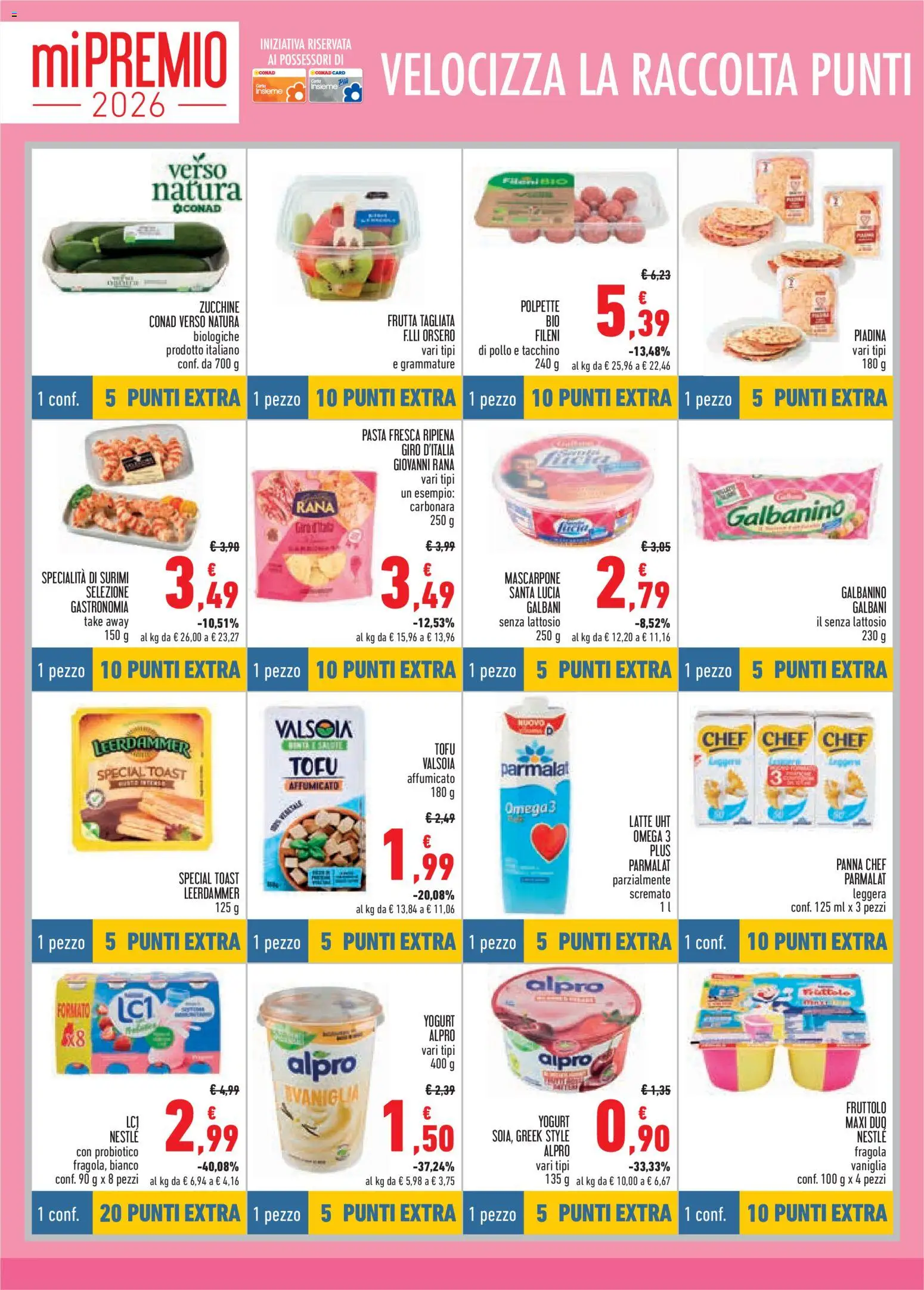 Volantino Conad del 21.05.2026 | Pagina: 4 | Prodotti: Latte, Zucchine, Mascarpone, Polpette