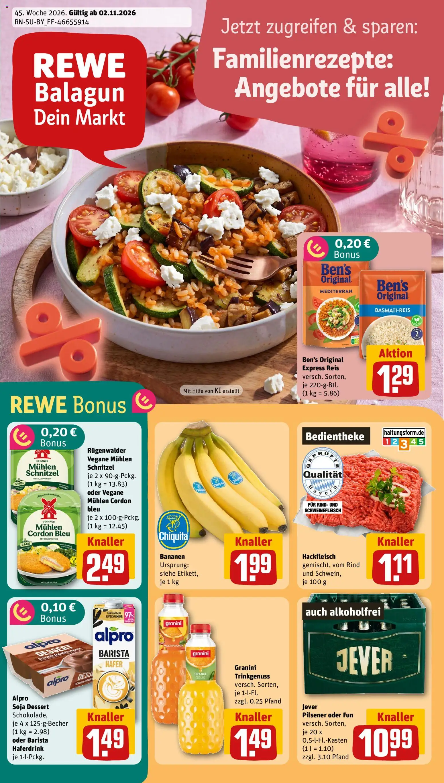 {H1} | Pagina: 1 | Producten: Bananen, Schnitzel, Dessert