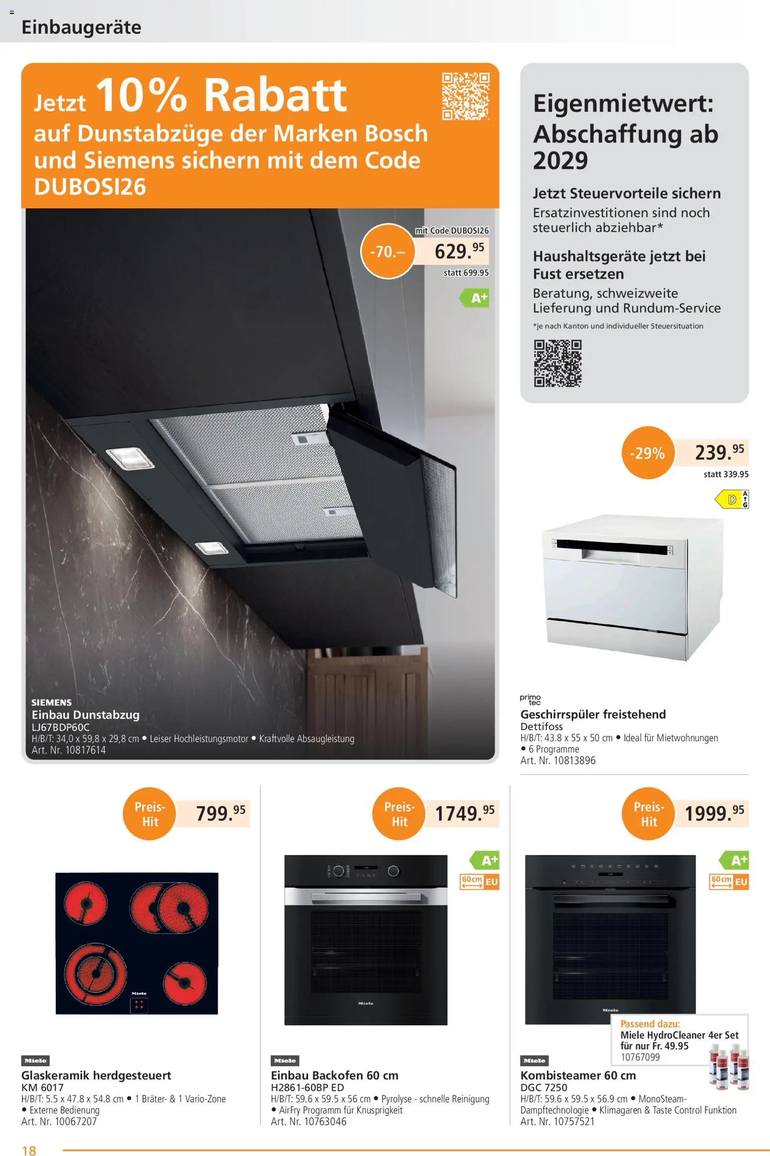 Fust aktionen – gültig ab 21.09.2026 | Seite: 18 | Produkte: Backofen, Geschirrspüler, Miele, Bosch