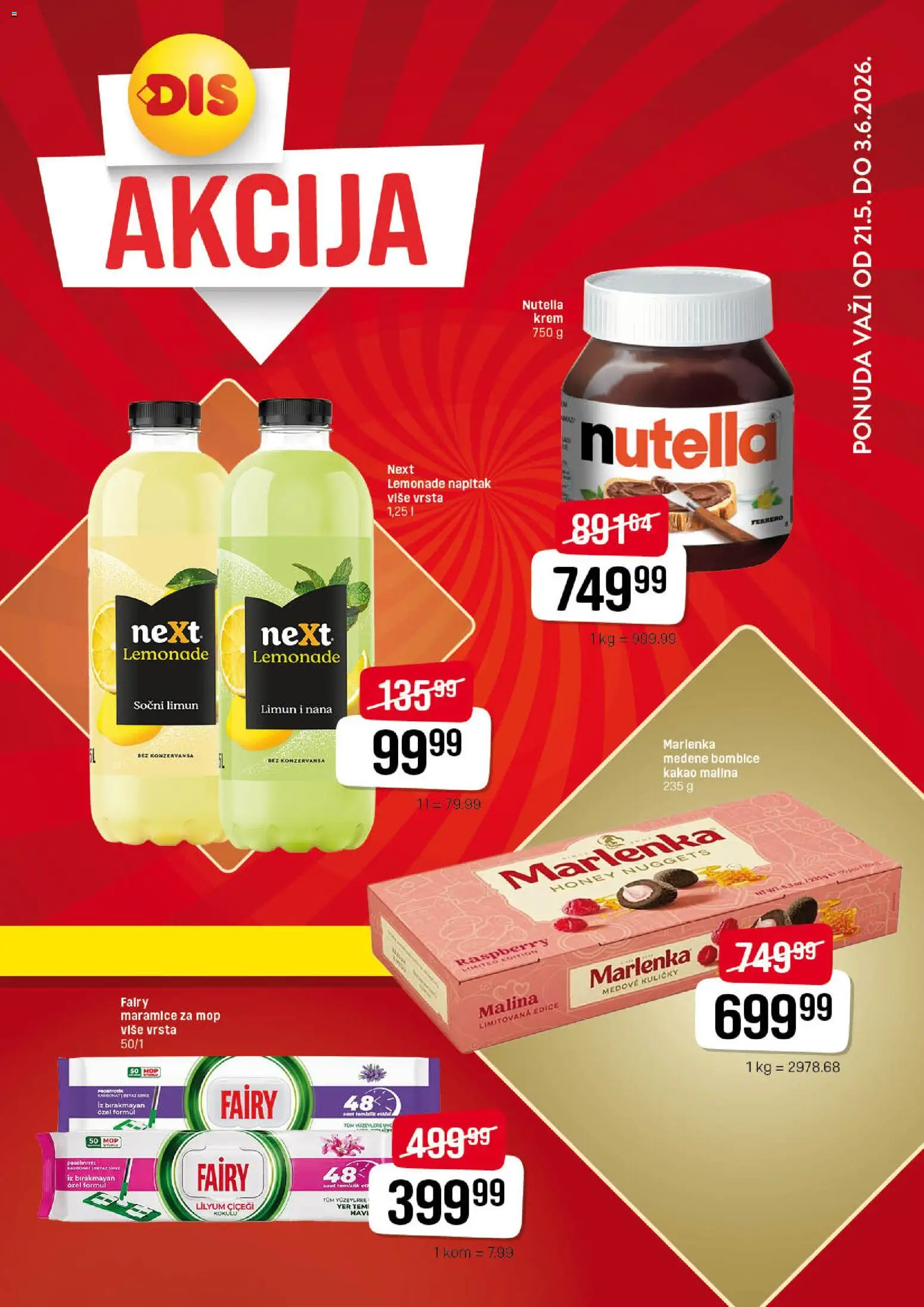 Super DIS katalog - važi od 21.05.2026 | Strana: 1 | Proizvode: Malina, Ferrero, Nutella, Limun