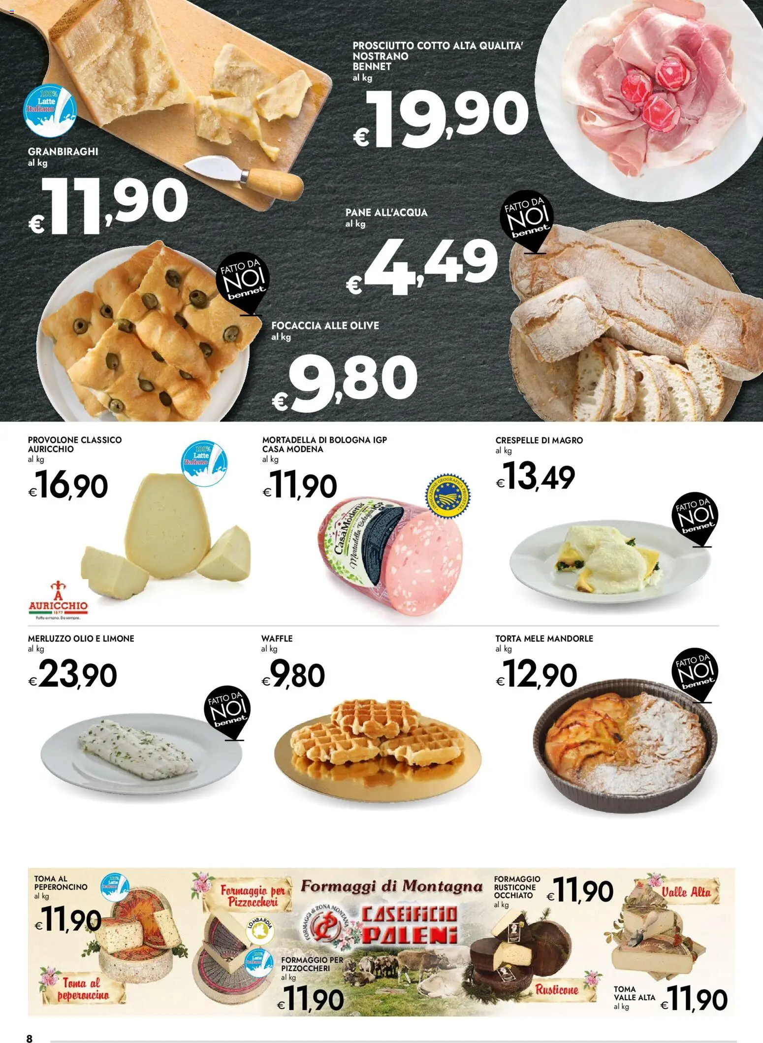 Volantino bennet del 07.04.2026 | Pagina: 8 | Prodotti: Provolone, Mele, Focaccia, Limone