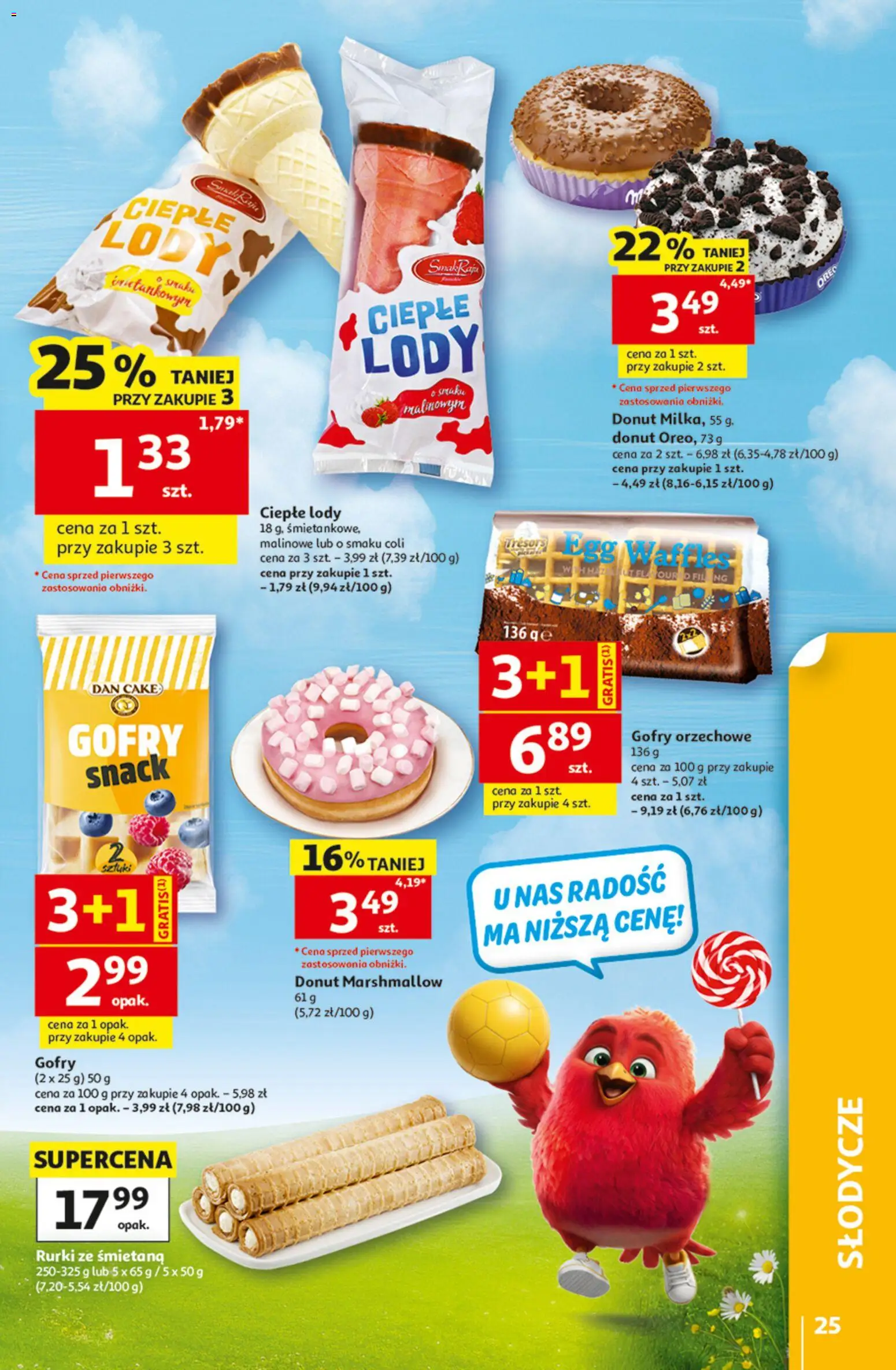 Auchan gazetka - 30 Lat Hipermarket od 28.05.2026 | Strona: 25 | Produkty: Słodycze, Donut, Ciepłe lody, Lody