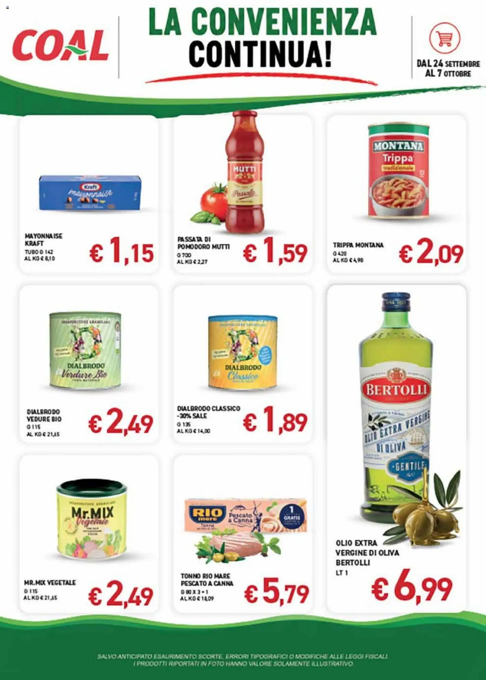 Volantino Coal del 24/09/2026 | Pagina: 7 | Prodotti: Verdure, Pomodoro, Passata di pomodoro, Mutti