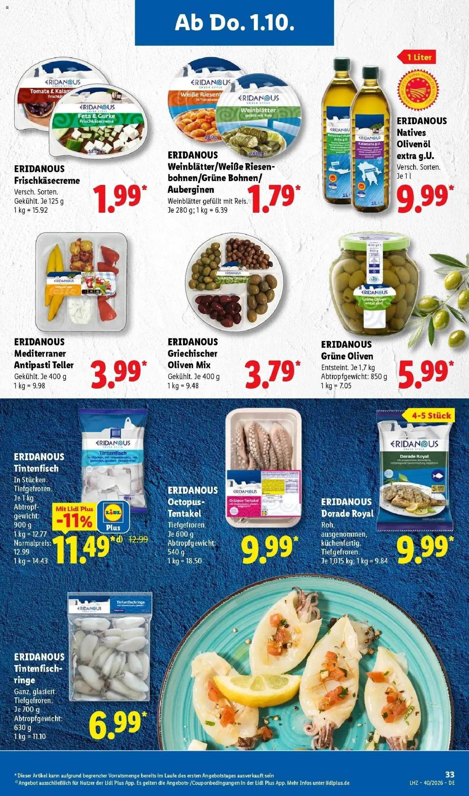 Lidl Prospekt Ottobrunn (ab 28.09.2026) zum Blättern » Angebote | Seite: 53 | Produkte: Dorade, Gewicht, Tintenfisch, Reis