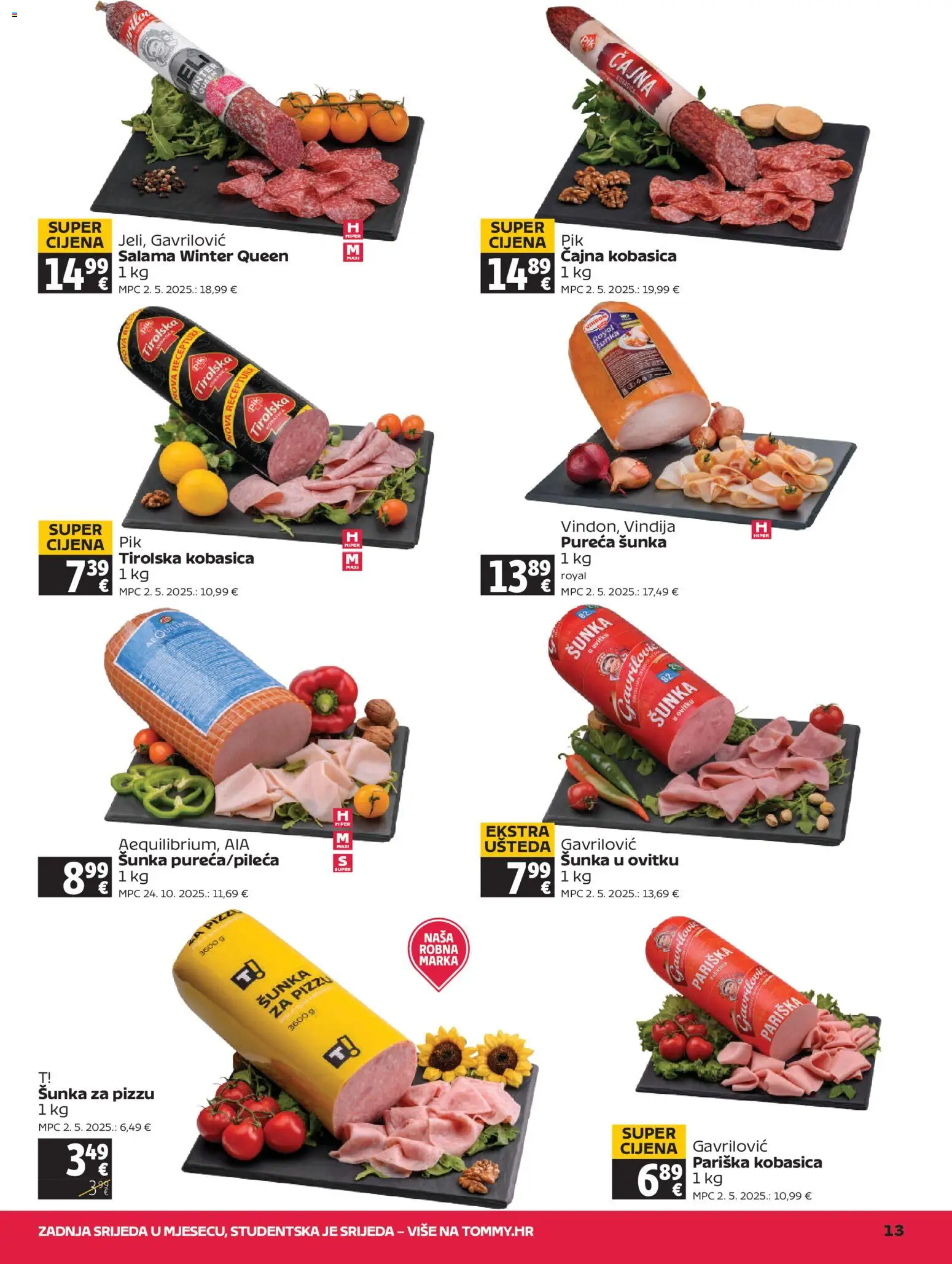 Tommy katalog | vrijedi od 21.05.2026 | Stranica: 13 | Proizvodi: Vindija, Salama, Šunka, Kobasica