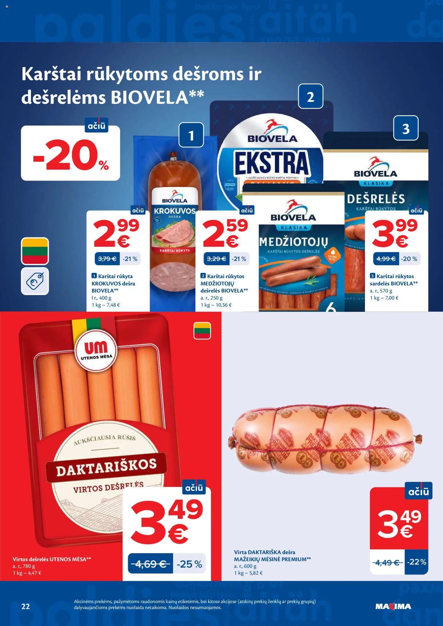 MAXIMA akcijos nuo 09.06.2026 | Puslapis: 22 | Prekių: Sardelės, Dešrelės, Dešra