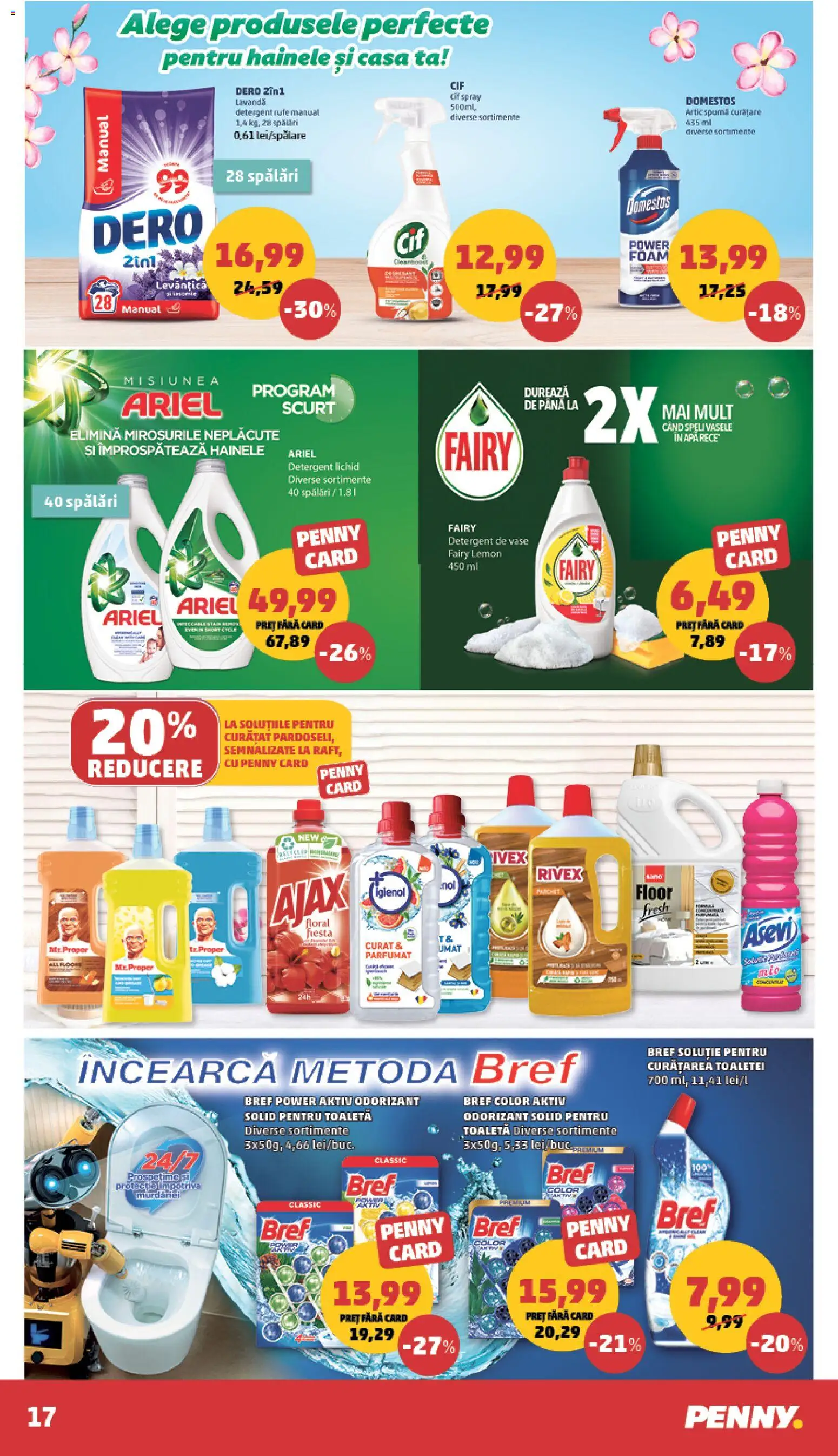 Noul catalog PENNY – valabil de la 06.05.2026 | Pagină: 17 | Produse: Detergent de vase, Toaletă, Detergent, Apă