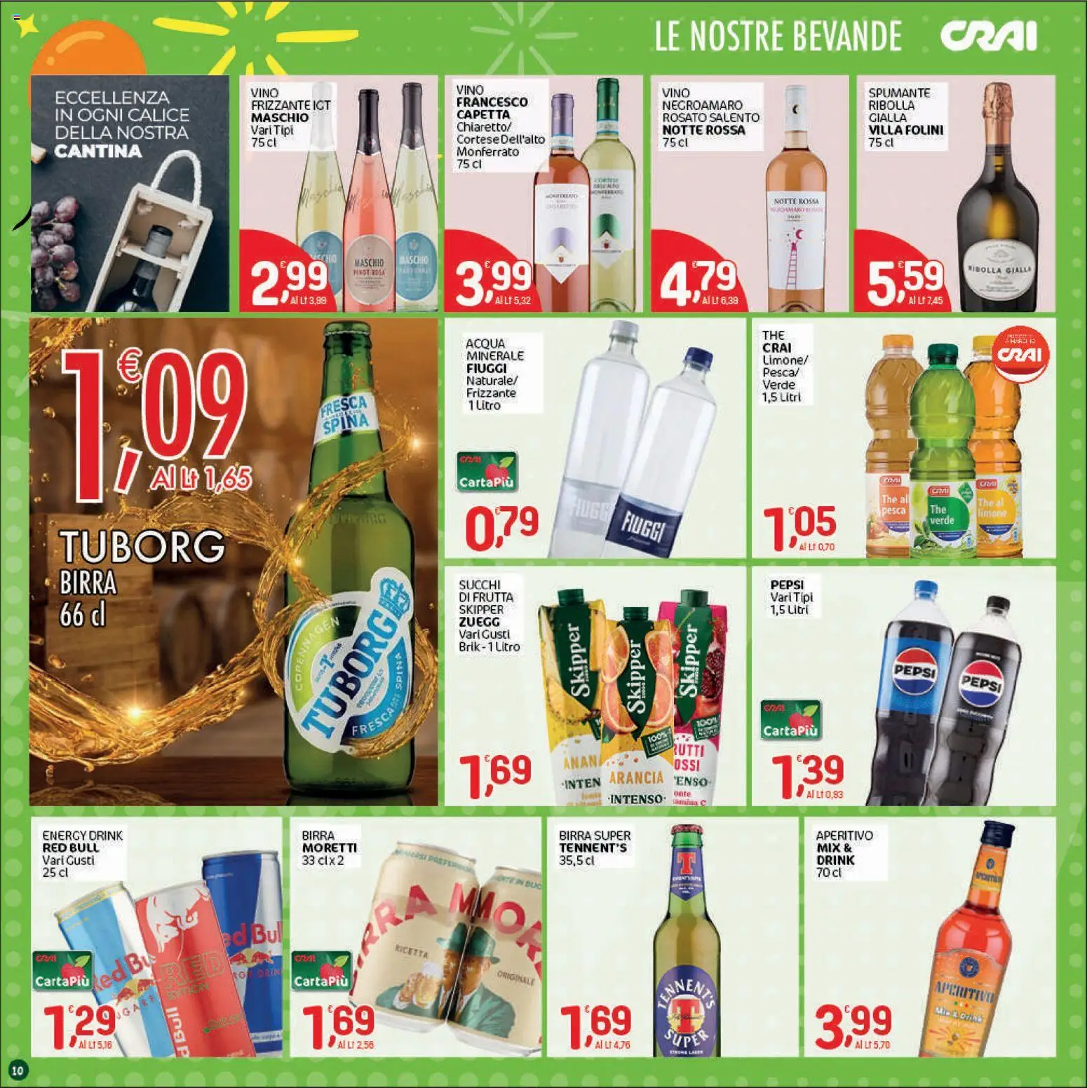 Volantino CRAI del 15/10/2026 | Pagina: 10 | Prodotti: Acqua, Bevande, Vino, Aperitivo