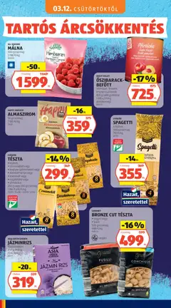 CSÁSZÁR TÉSZTA, 8 tojásos, cérnametélt vagy boglyas szélesmetélt vagy dörzstarhonya vagy eperlevél vagy csigatészta vagy cérnácska 250 g vagy 200 g/csomag - amely érvényes a következő dátumtól: 03.05.2026 | Oldal: 42