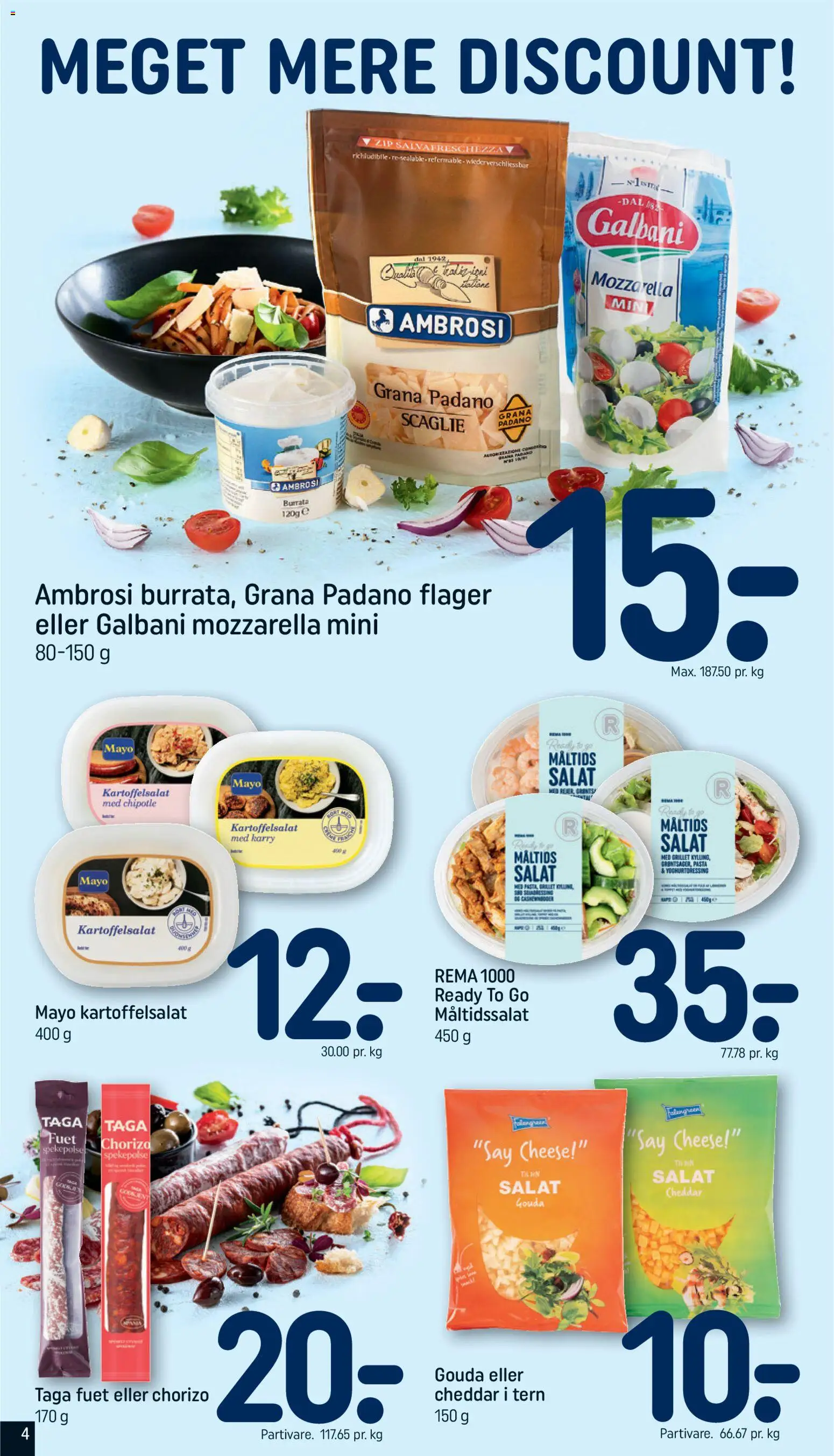 Rema 1000 tilbudsavis – gyldig fra 31.05.2026 | Side: 4 | Produkter: Kartoffelsalat, Salat, Mozzarella, Cebola