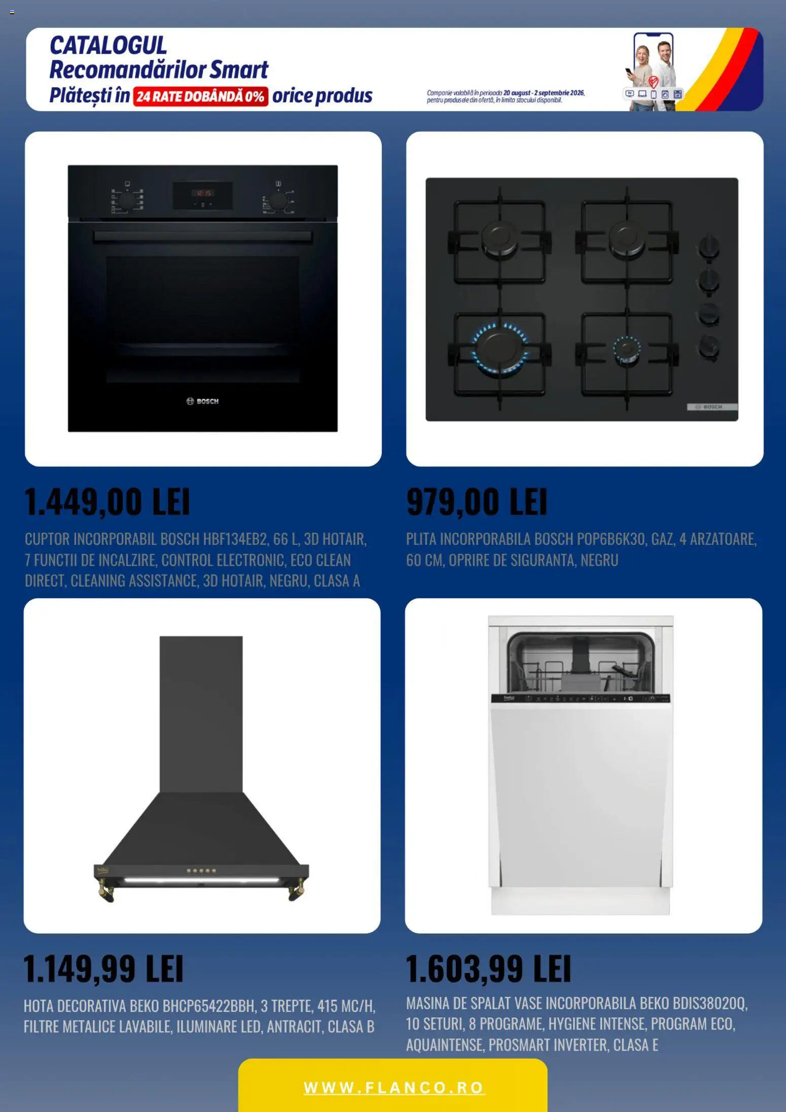 Noul catalog Flanco – valabil de la 20.08.2026 | Pagină: 3 | Produse: Hotă, Cuptor, Plită, Hygiene