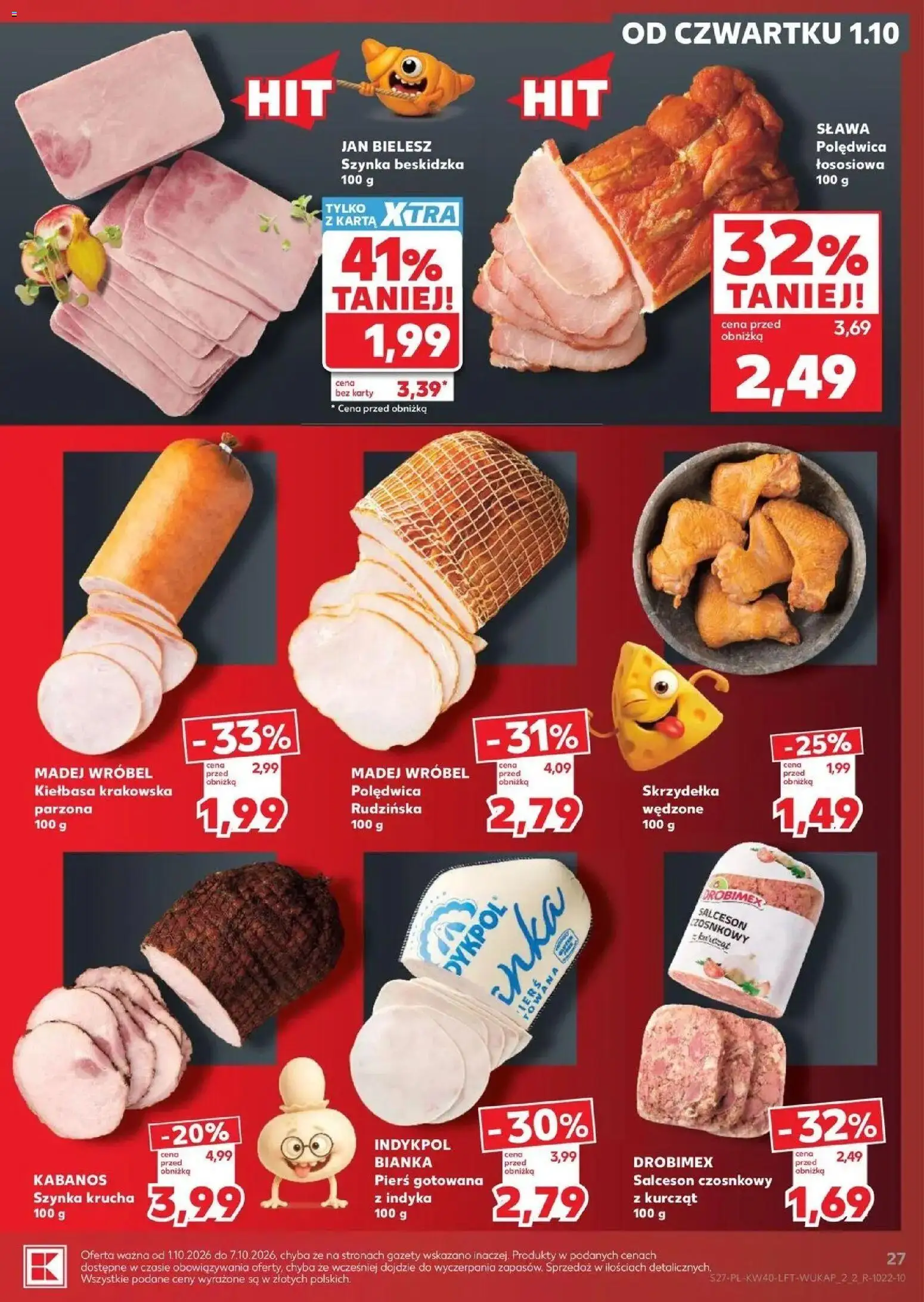 Kaufland gazetka od 01.10.2026 - od jutra PDF | Strona: 27 | Produkty: Karta, Szynka, Kabanos, Salceson