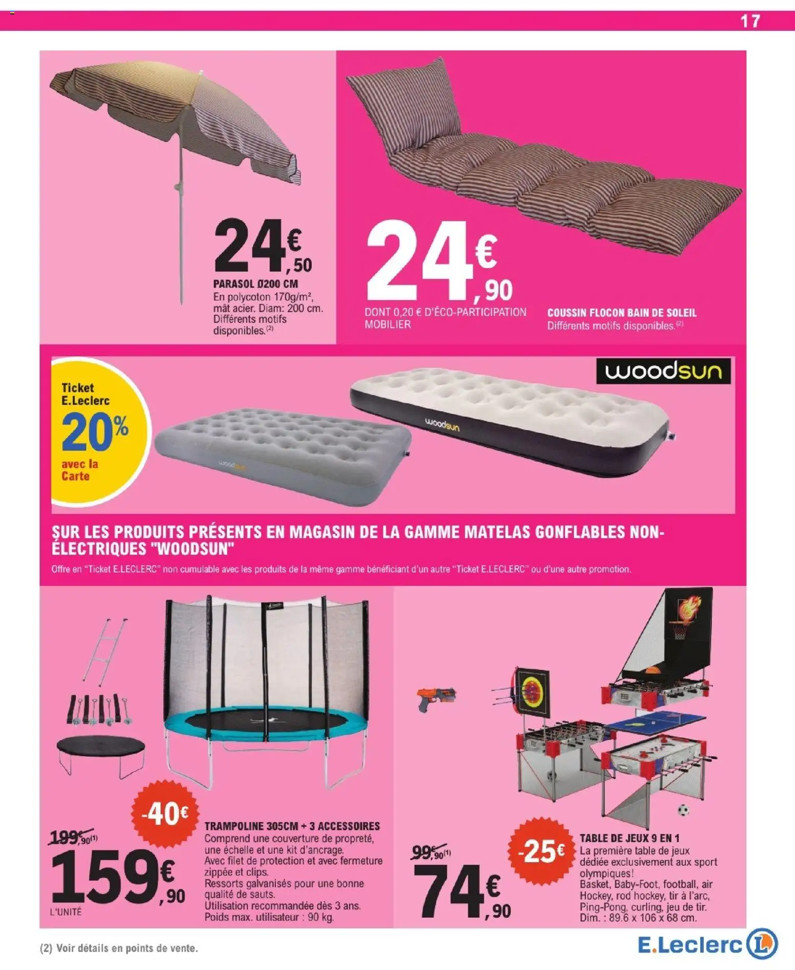 {H1} | Page: 17 | Produits: Trampoline, Matelas, Couverture, Table