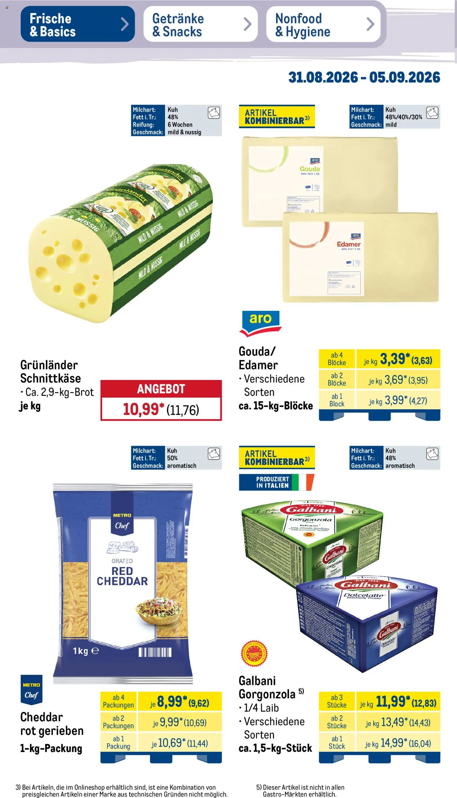 Metro Prospekt – gültig ab 31.08.2026 | Seite: 14 | Produkte: Gouda, Edamer, Grunlander