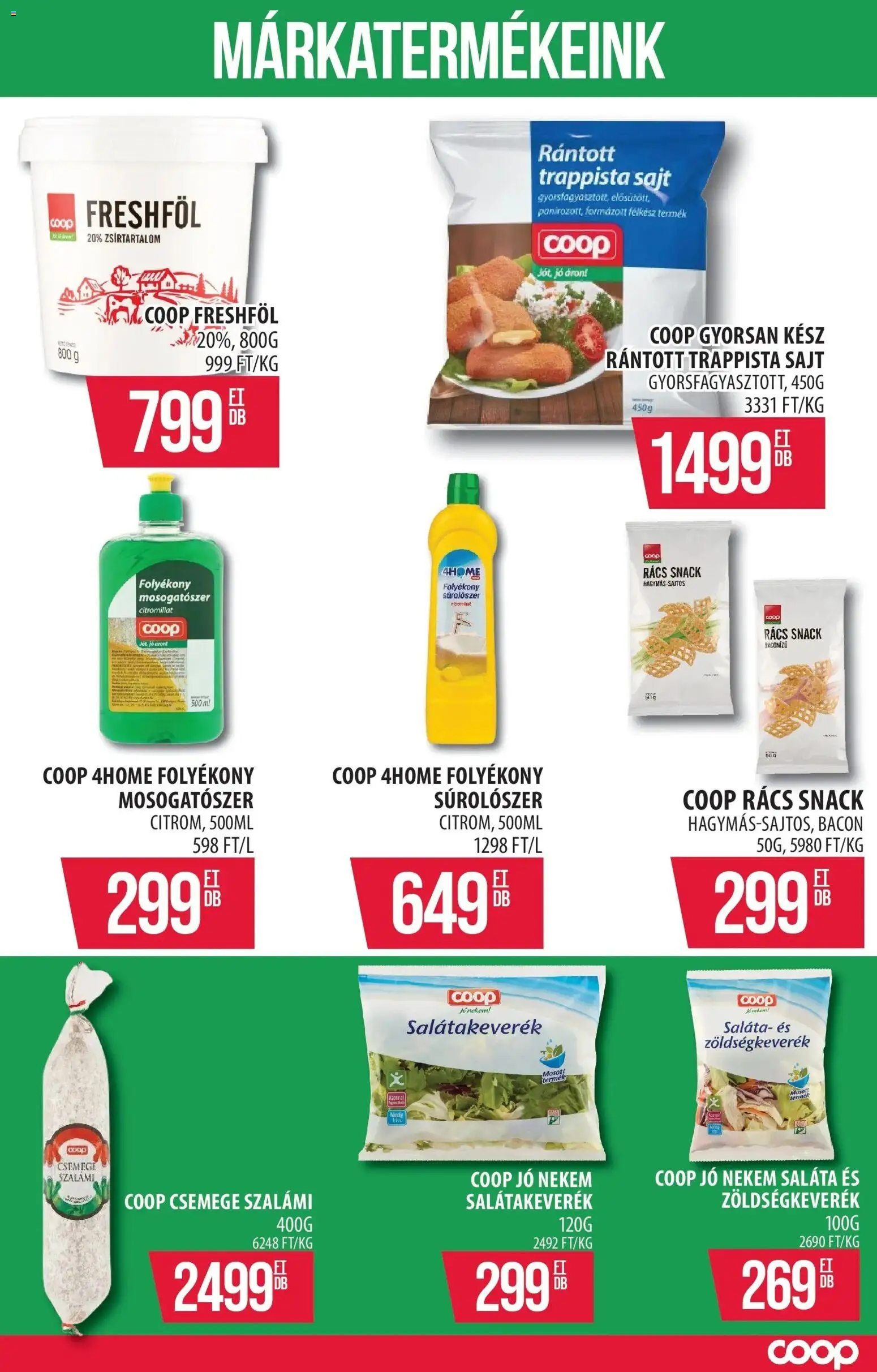 COOP Szolnok akciós ujság - amely érvényes a következő dátumtól: 12.03.2026 | Oldal: 6 | Termékek: Bacon, Szalámi, Mosogatószer, Saláta