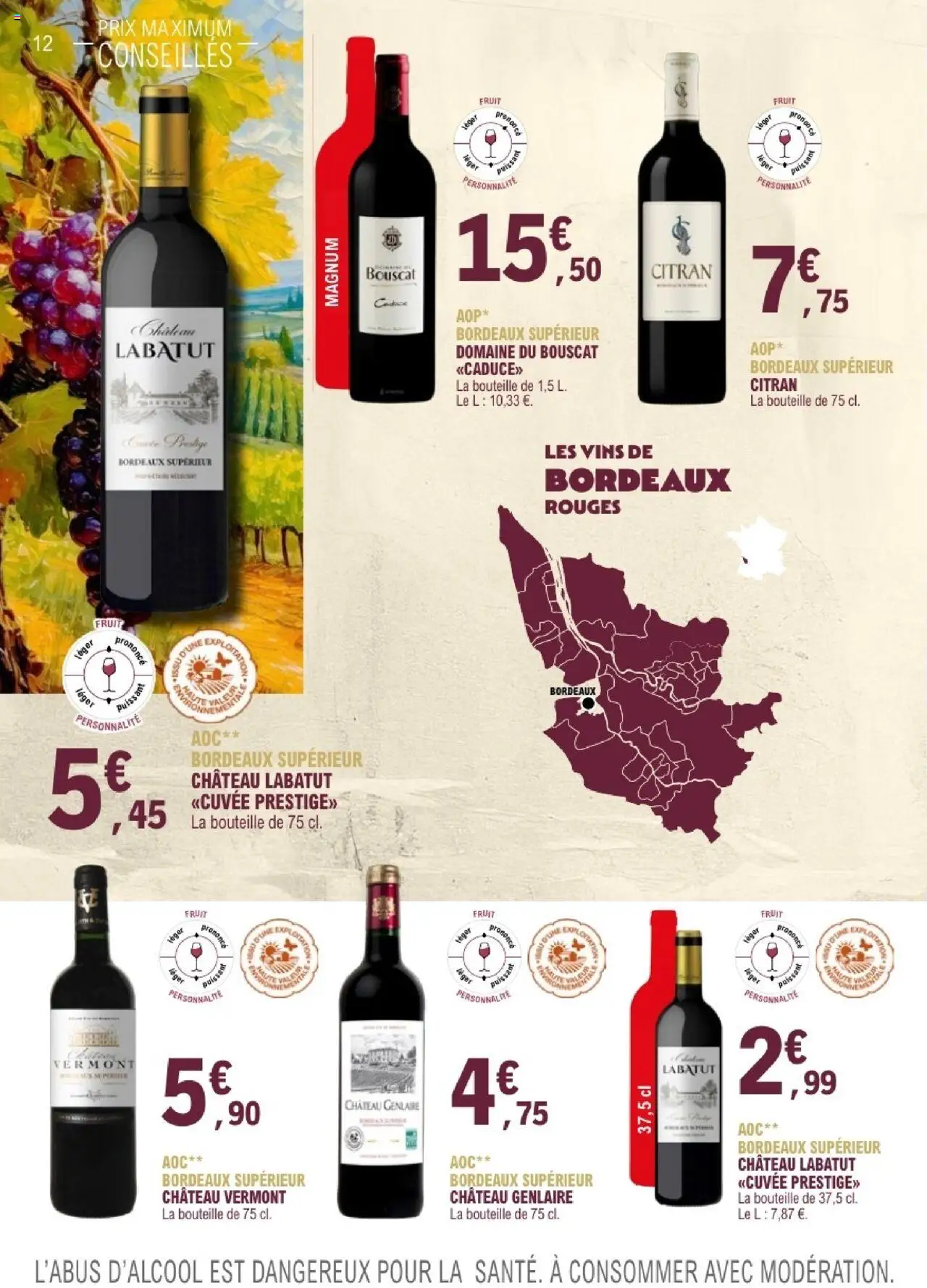 {H1} | Page: 12 | Produits: Bordeaux superieur, Bouteille, Magnum