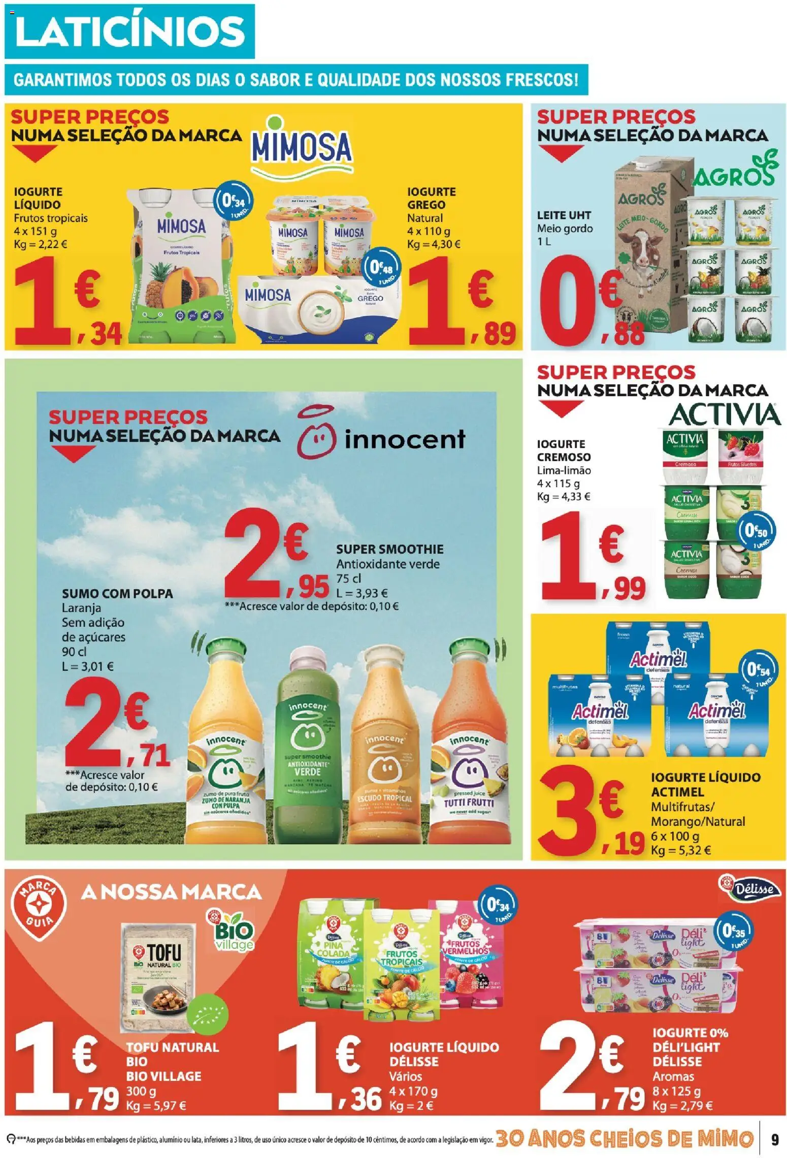 E.Leclerc folheto │ válido de 06/08/2026 | Página: 9 | Produtos: Laticínios, Smoothie, Leite, Iogurte liquido