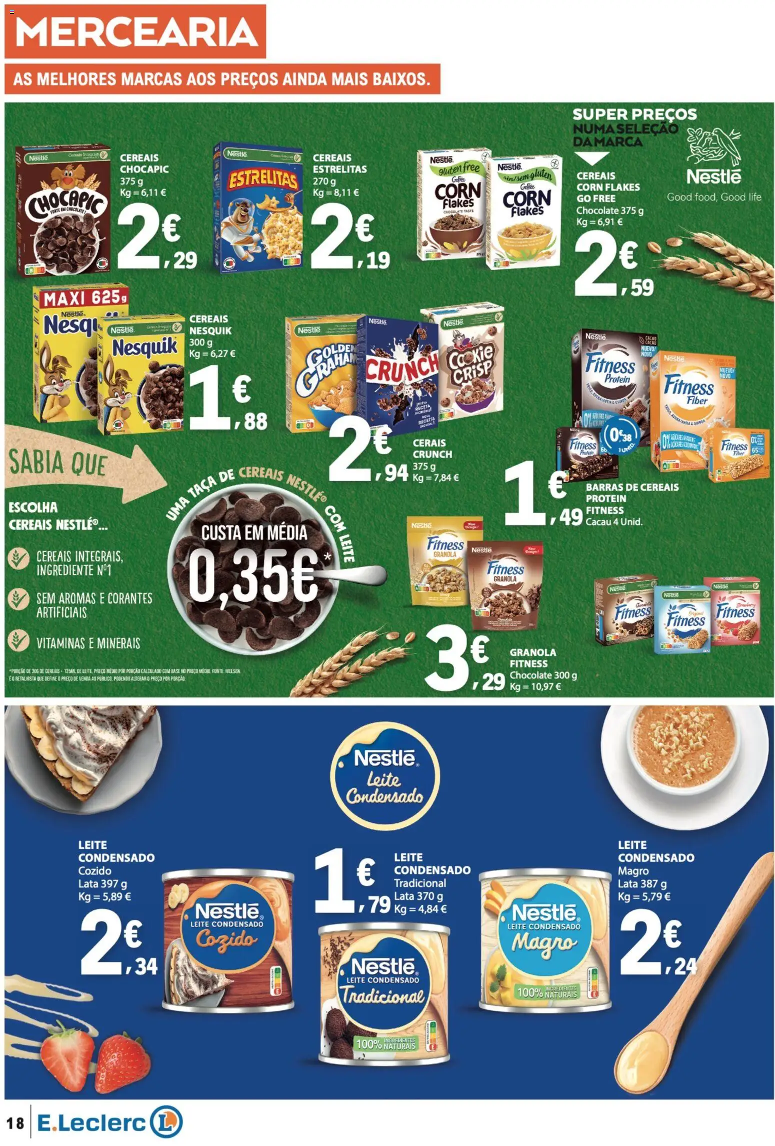E.Leclerc folheto │ válido de 29/10/2026 | Página: 18 | Produtos: Barras de cereais, Mercearia, Ingredientes, Leite