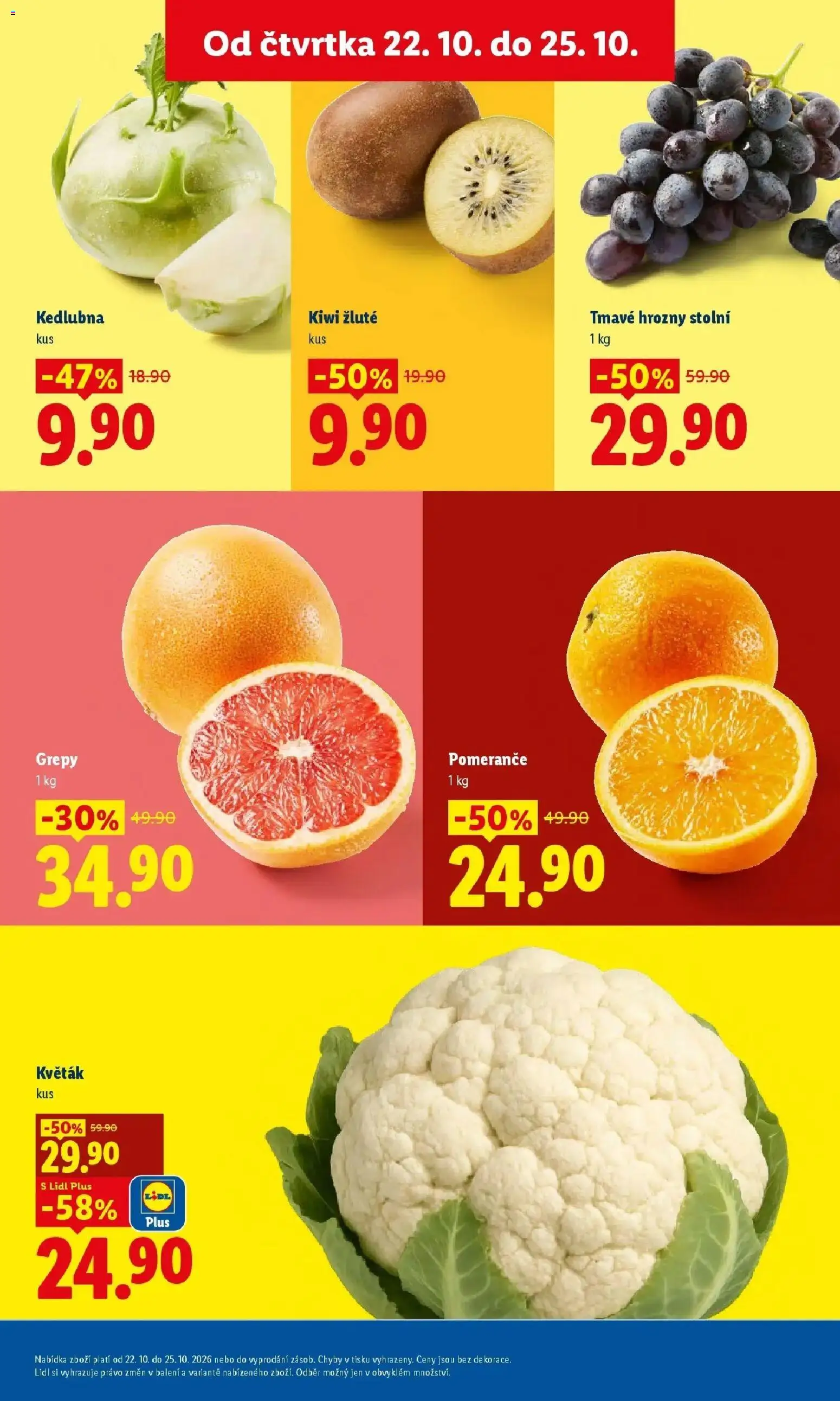 Lidl leták od 22.10.2026 - Nový akční leták | Strana: 13 | Produkty: Pomeranče, Kiwi, Kiwi žluté, Hrozny