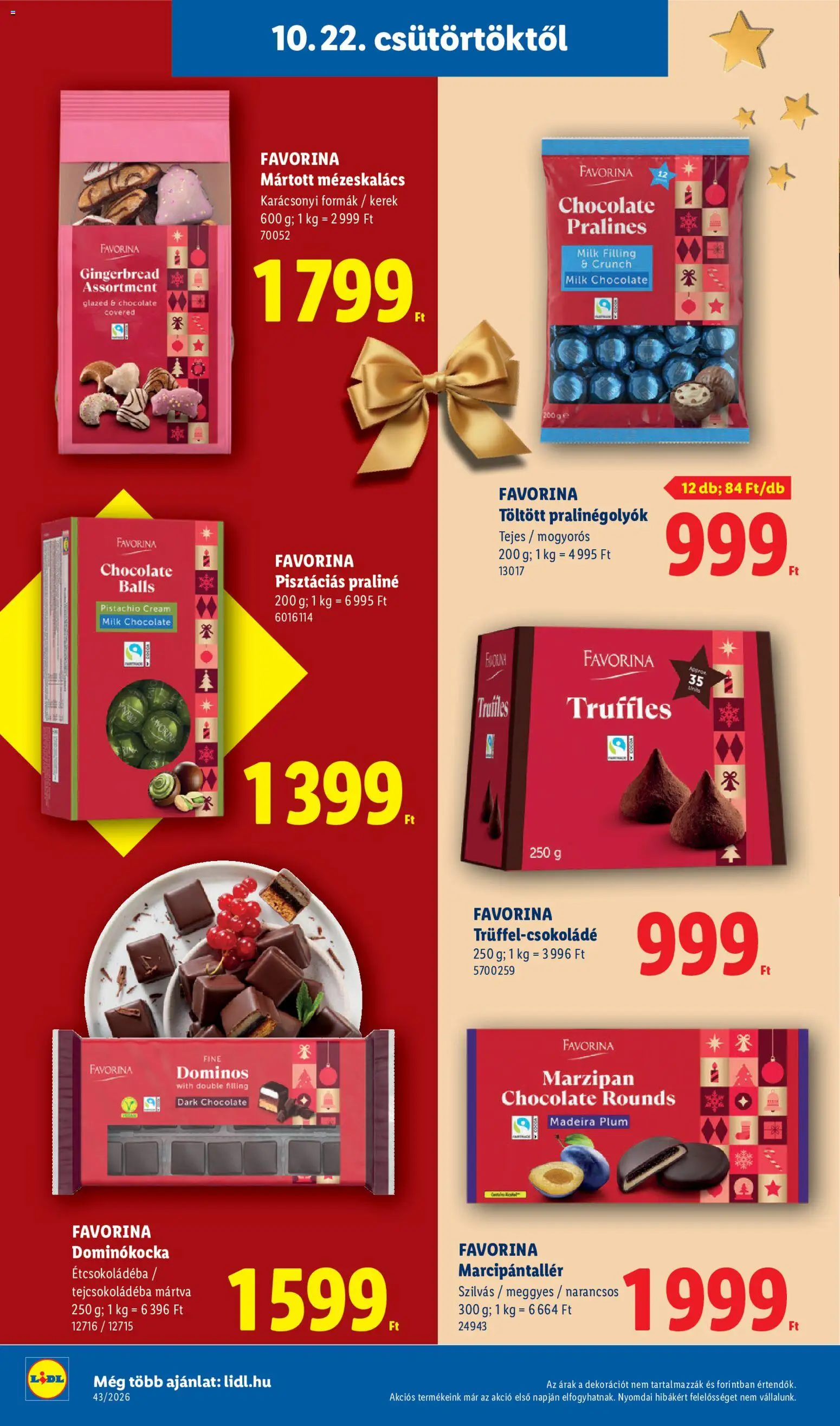 Lidl akciós ujság - amely érvényes a következő dátumtól: 2026.10.22. | Oldal: 8 | Termékek: Mézeskalács, Praliné