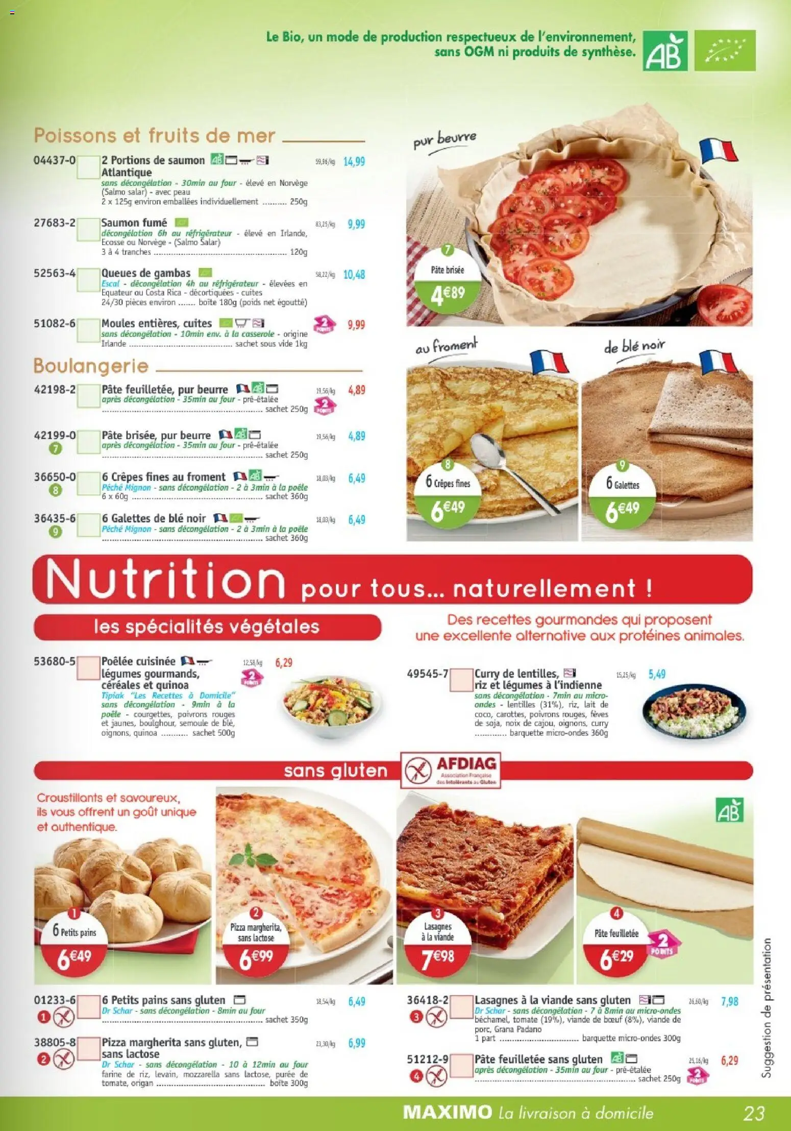 {H1} | Page: 23 | Produits: Viande de bœuf, Farine, Lasagnes, Céréales