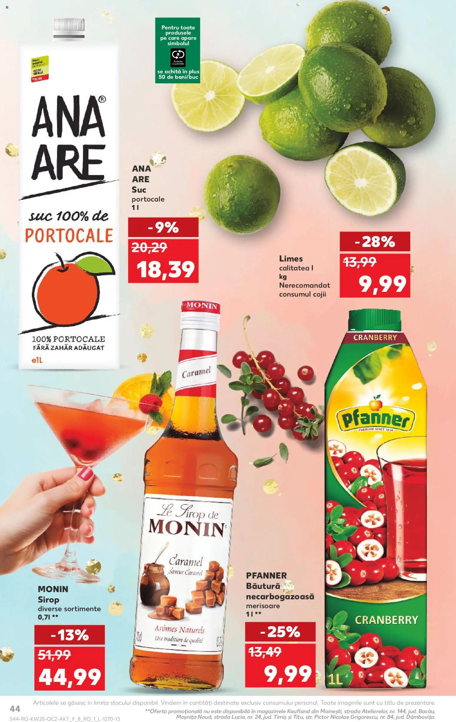 Noul catalog Kaufland – valabil de la 13.05.2026 | Pagină: 44 | Produse: Suc, Sirop, Zahăr, Çocuk sutyeni