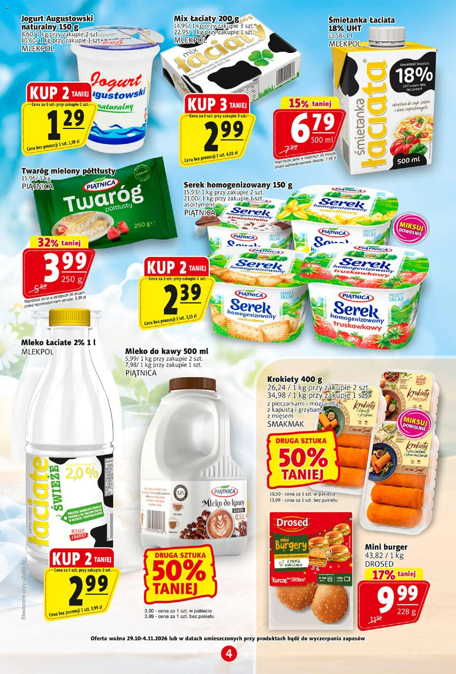 Prim Market gazetka od 29.10.2026 | Strona: 4 | Produkty: Piersi, Serek, Krokiety, Twaróg