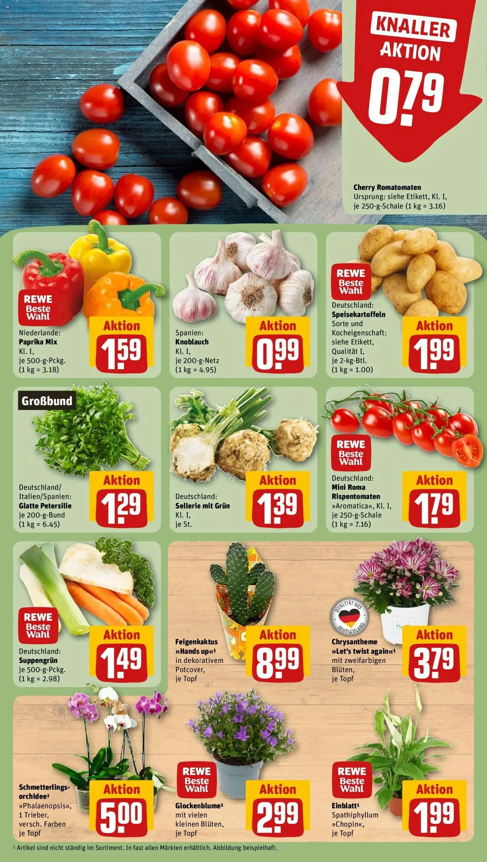REWE Prospekt ab 10.08.2026 zum Blättern » Angebote | Seite: 5 | Produkte: Paprika, Knoblauch, Petersilie