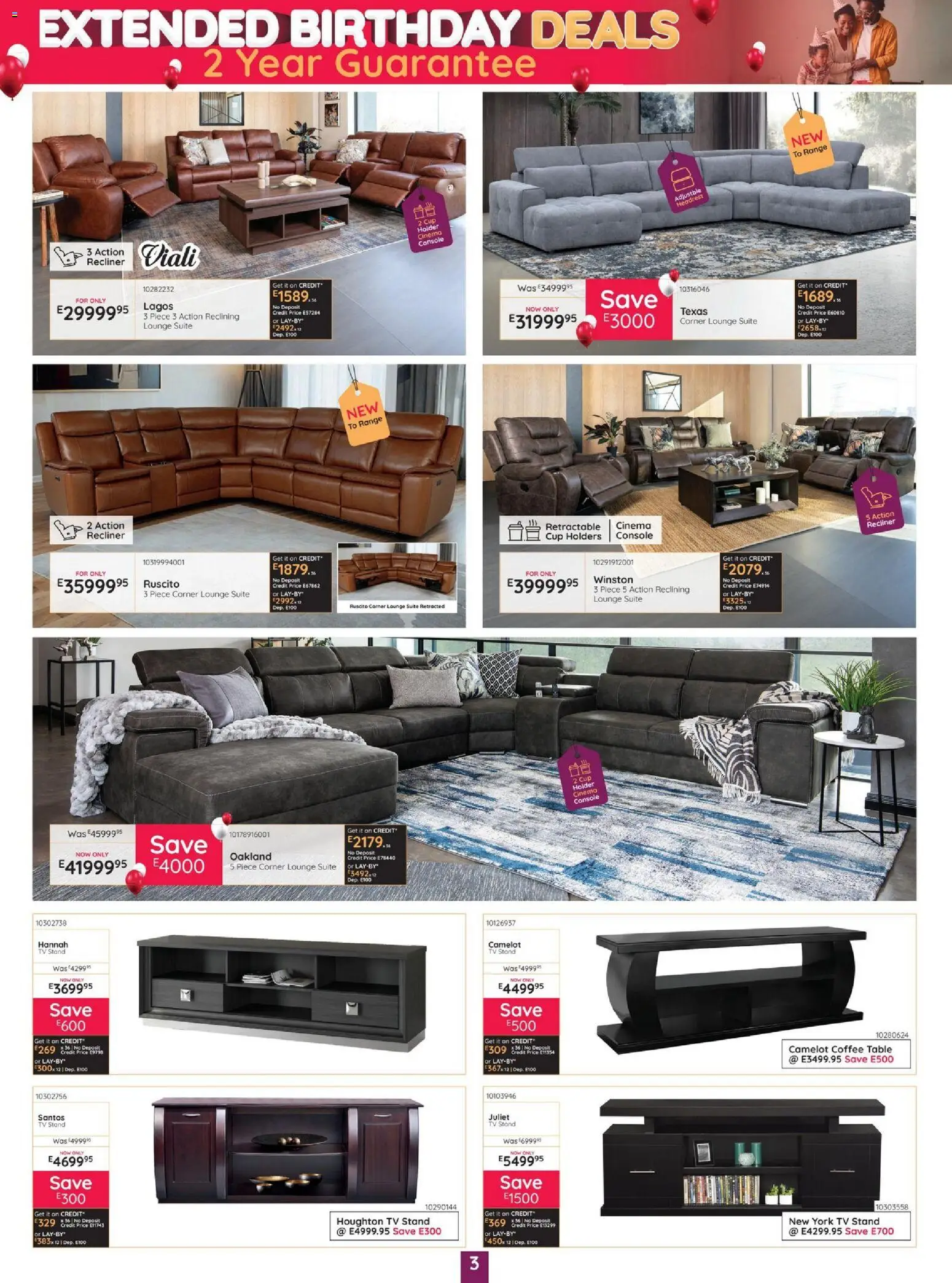 New Bradlows catalogue – valid from 16/07/2026 | Page: 3 | Products: TV, Coffee table, Table, Lounge suite