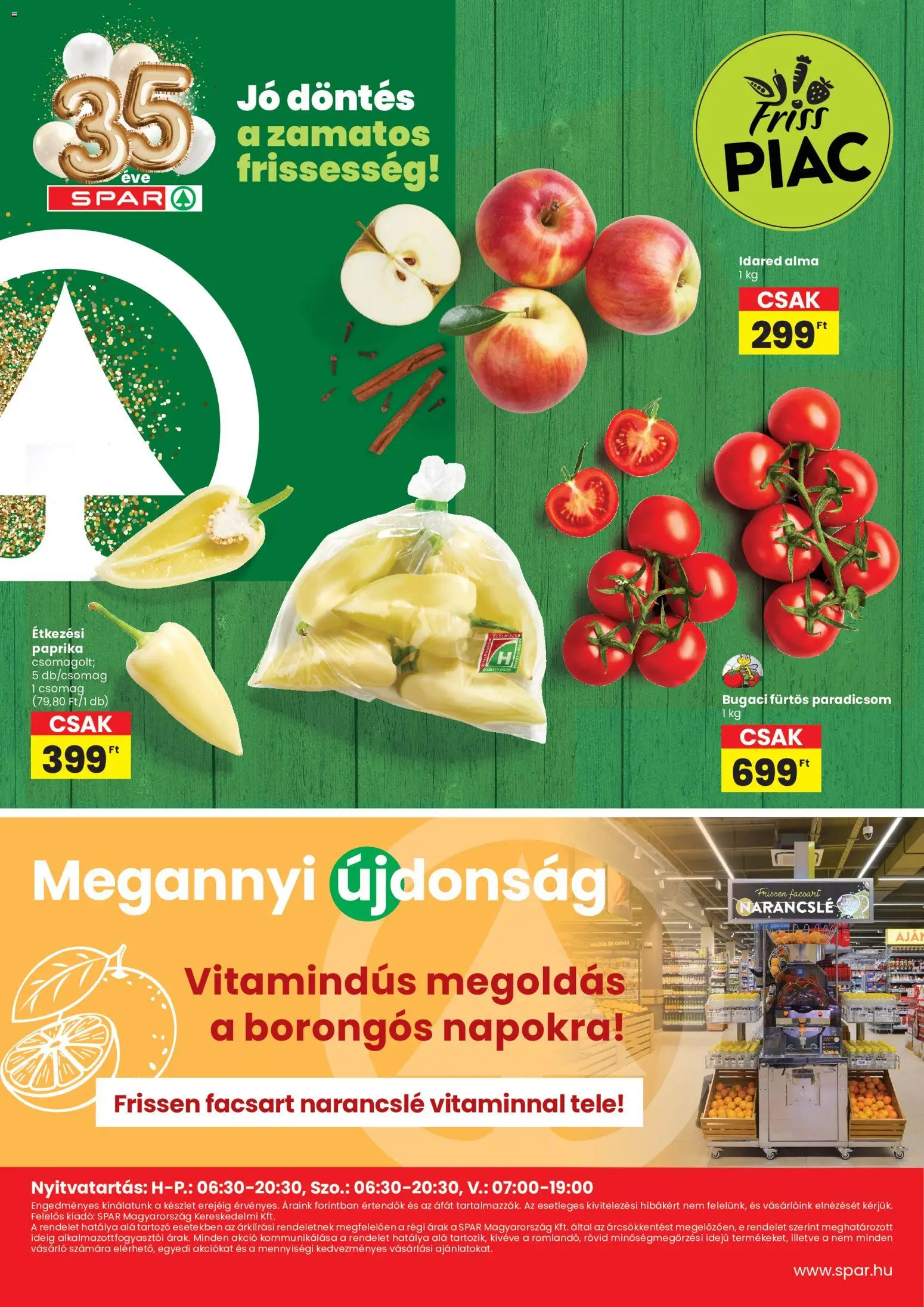 Interspar akciós ujság - amely érvényes a következő dátumtól: 2026.10.08. | Oldal: 4 | Termékek: Paprika, Étkezési paprika, Alma, Paradicsom