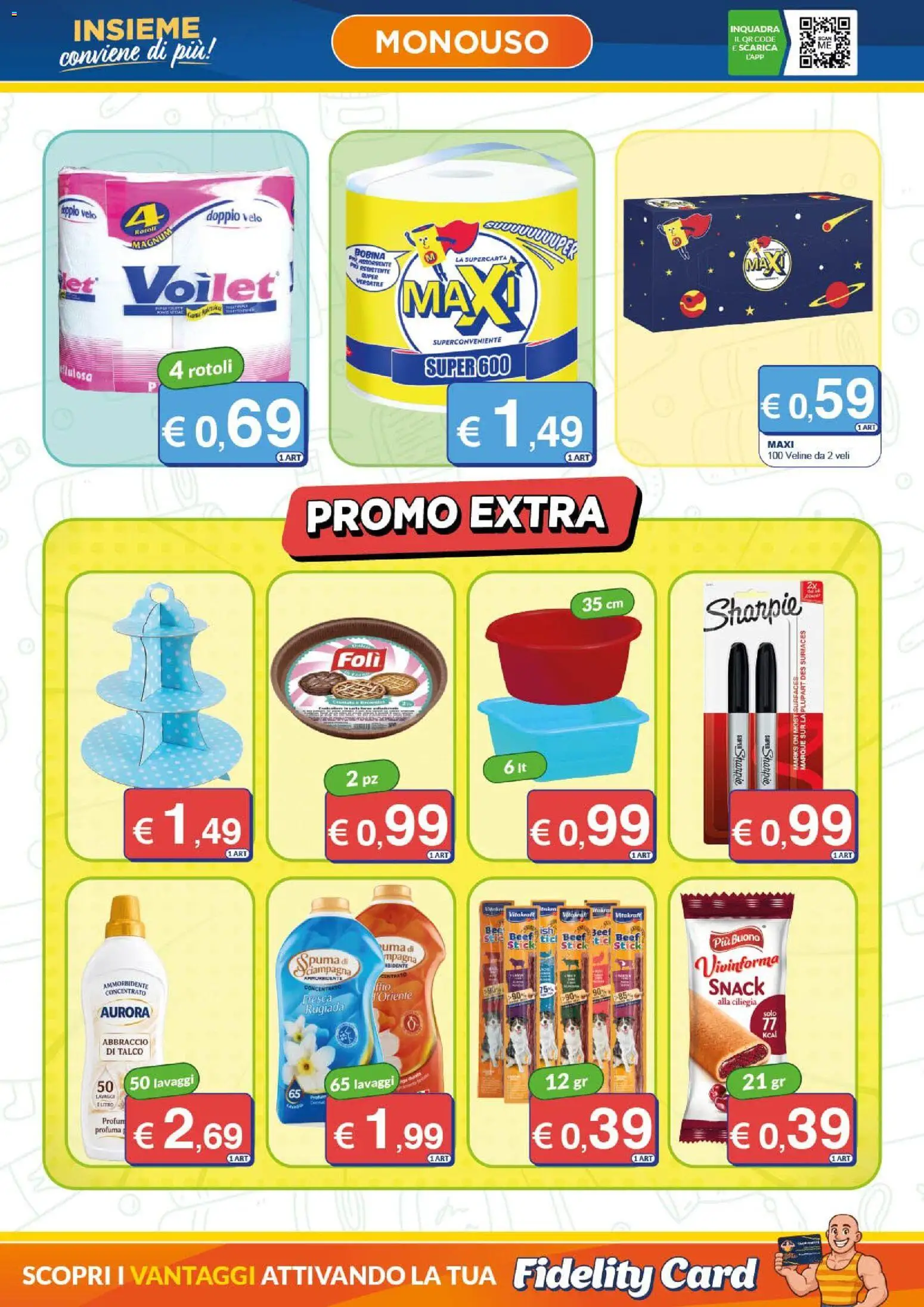 Volantino Mister Risparmio del 19/10/2026 | Pagina: 7 | Prodotti: Ammorbidente, Veline, Talco