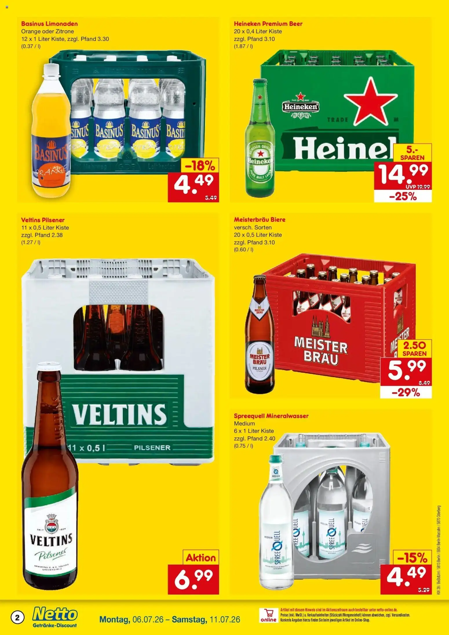 Netto Marken-Discount - Netto: Getränkeangebote – gültig ab 05.07.2026 | Seite: 2 | Produkte: Mineralwasser, Heineken, Zitrone, Veltins