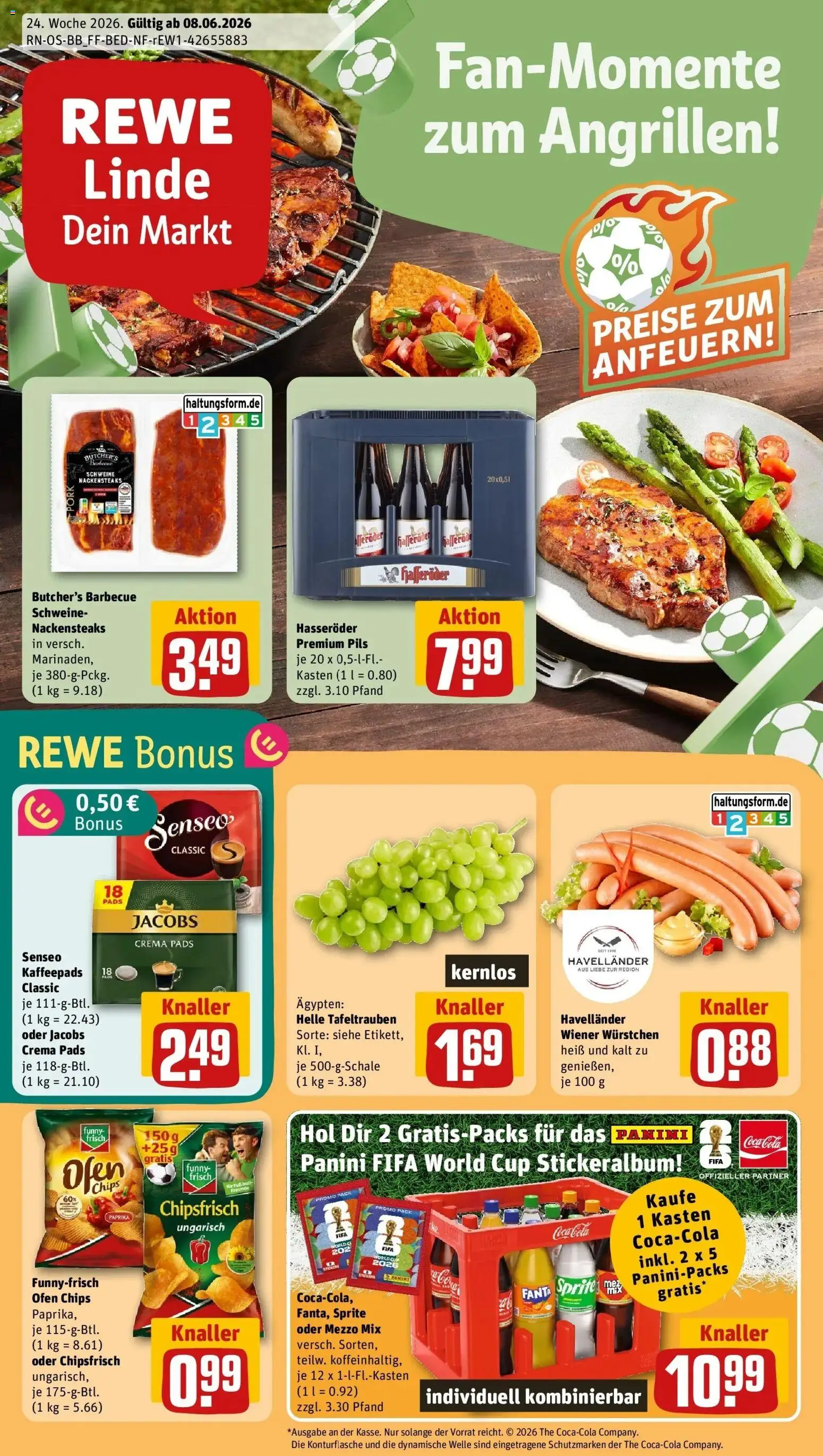 Rewe Prospekt Berlin / Buckow – gültig ab 08.06.2026 | Seite: 1 | Produkte: Cola, Pils, Senseo kaffeepads, Chips