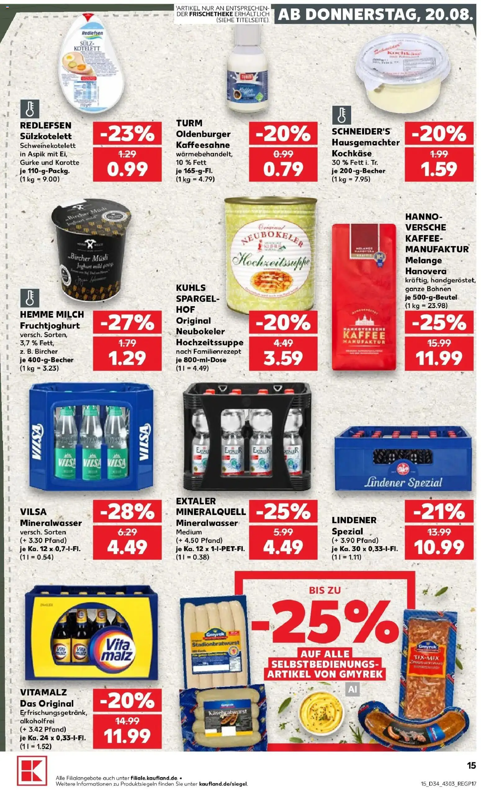 Prospekt Kaufland ab 20.08.2026 » Angebote Online zum Blättern | Seite: 15 | Produkte: Milch, Spargel, Fruchtjoghurt, Mineralwasser