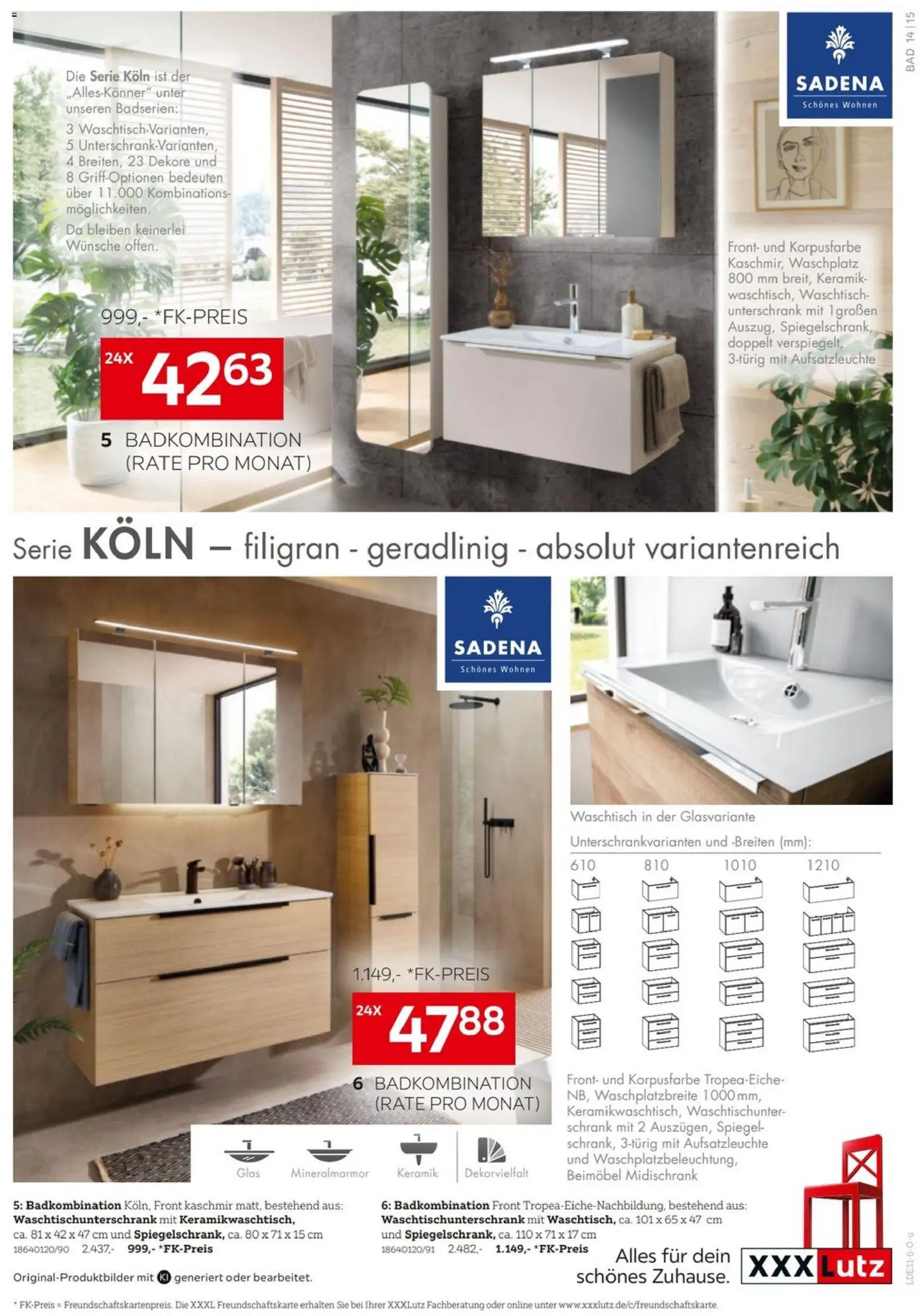 XXXLutz Badzimmertesterinnen und -tester gesucht – gültig ab 24.10.2026 | Seite: 14 | Produkte: Schrank, Waschtisch, Unterschrank, Midischrank
