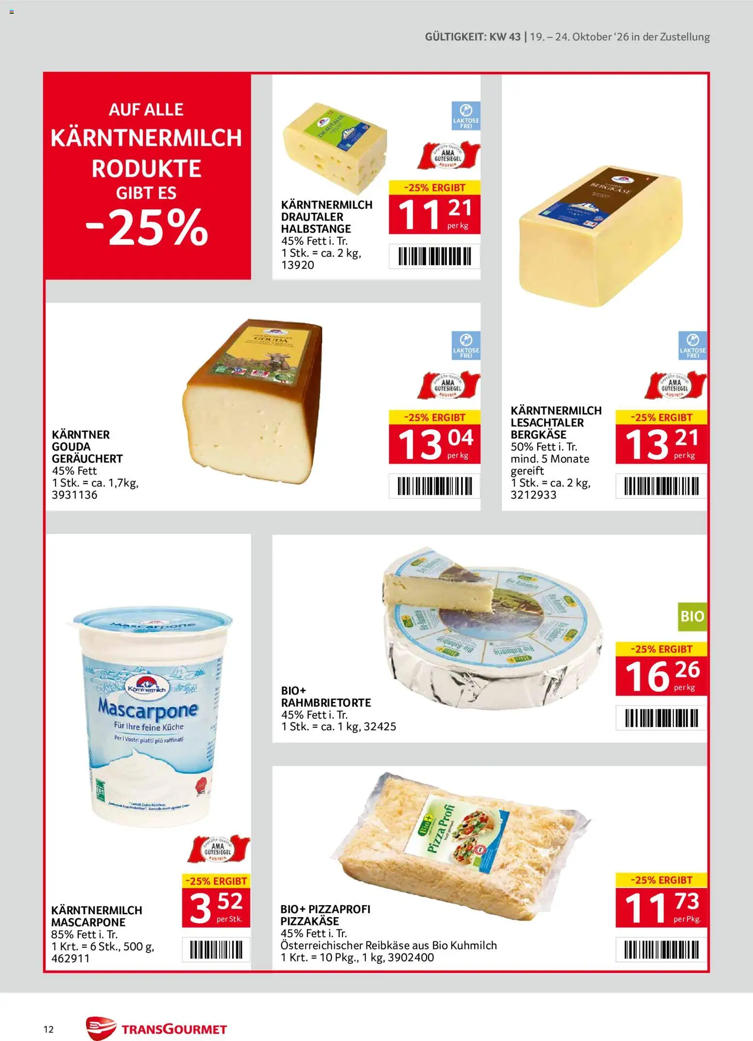 Transgourmet Flugblatt gültig ab 19.10.2026 | Seite: 12 | Produkte: Pizza