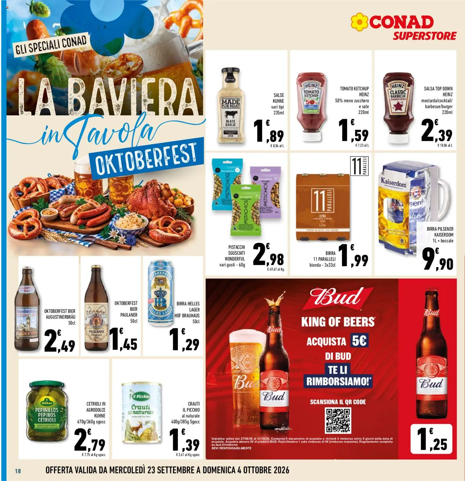 Volantino Conad del 23/09/2026 | Pagina: 18 | Prodotti: Ketchup, Zucchero, Barbecue, Pistacchi
