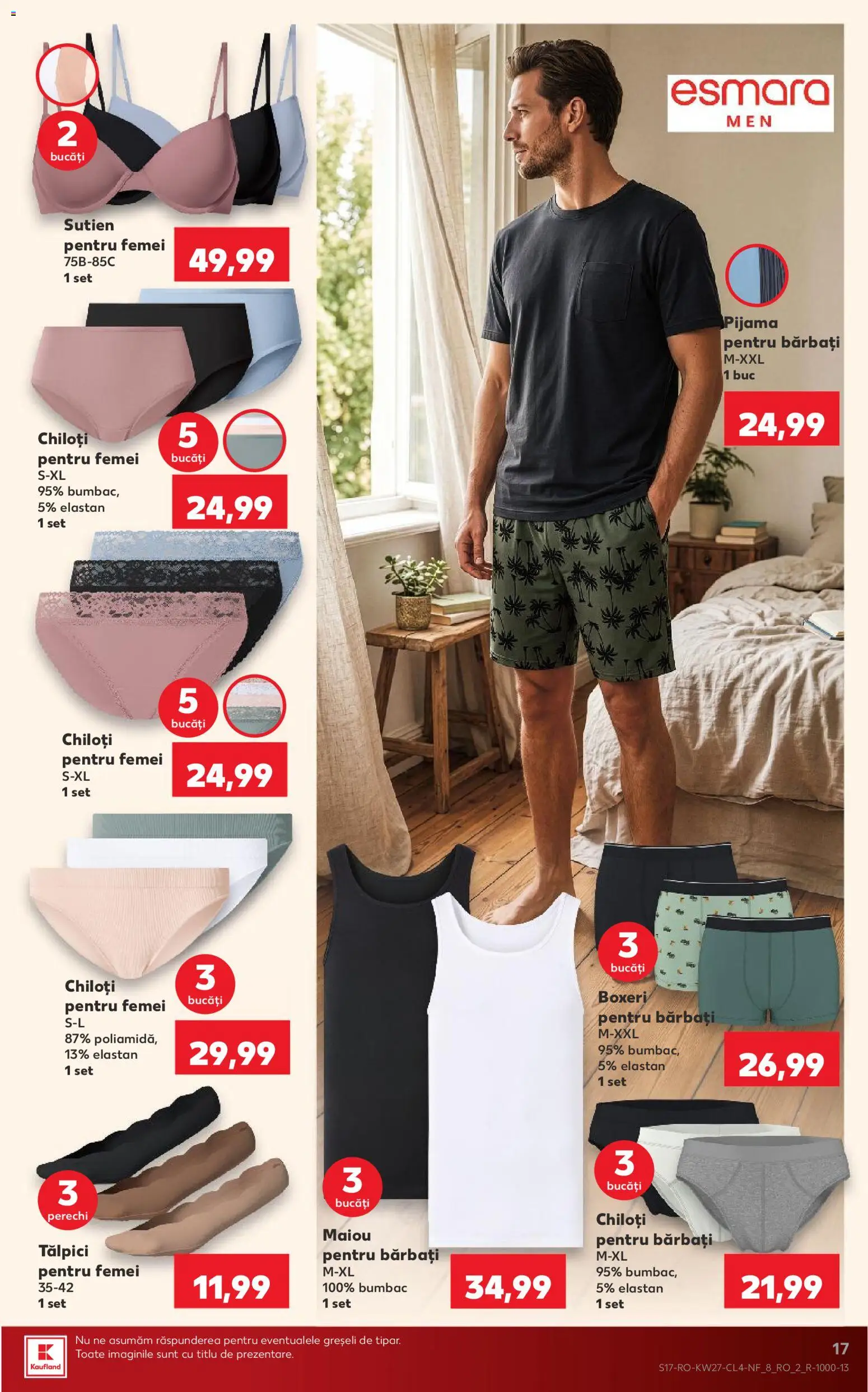 Noul catalog Kaufland – valabil de la 01.07.2026 | Pagină: 17 | Produse: Tălpici, Maiou, Sutien, Boxeri