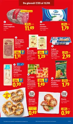Anteprima del volantino Nonna Mia Gnocchi ripieni, Con speck e brie o porcini 400 g confezione 1 kg = 3.23 € valido a partire dal 07.05.2026 | Pagina: 13