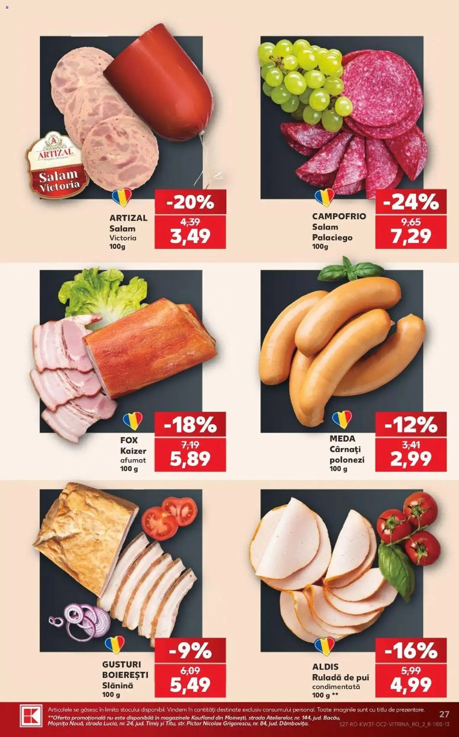 Kaufland Arad 09.09.2026 - Revista si Oferta | Pagină: 27 | Produse: Slanina, Ruladă, Salam, Cârnați