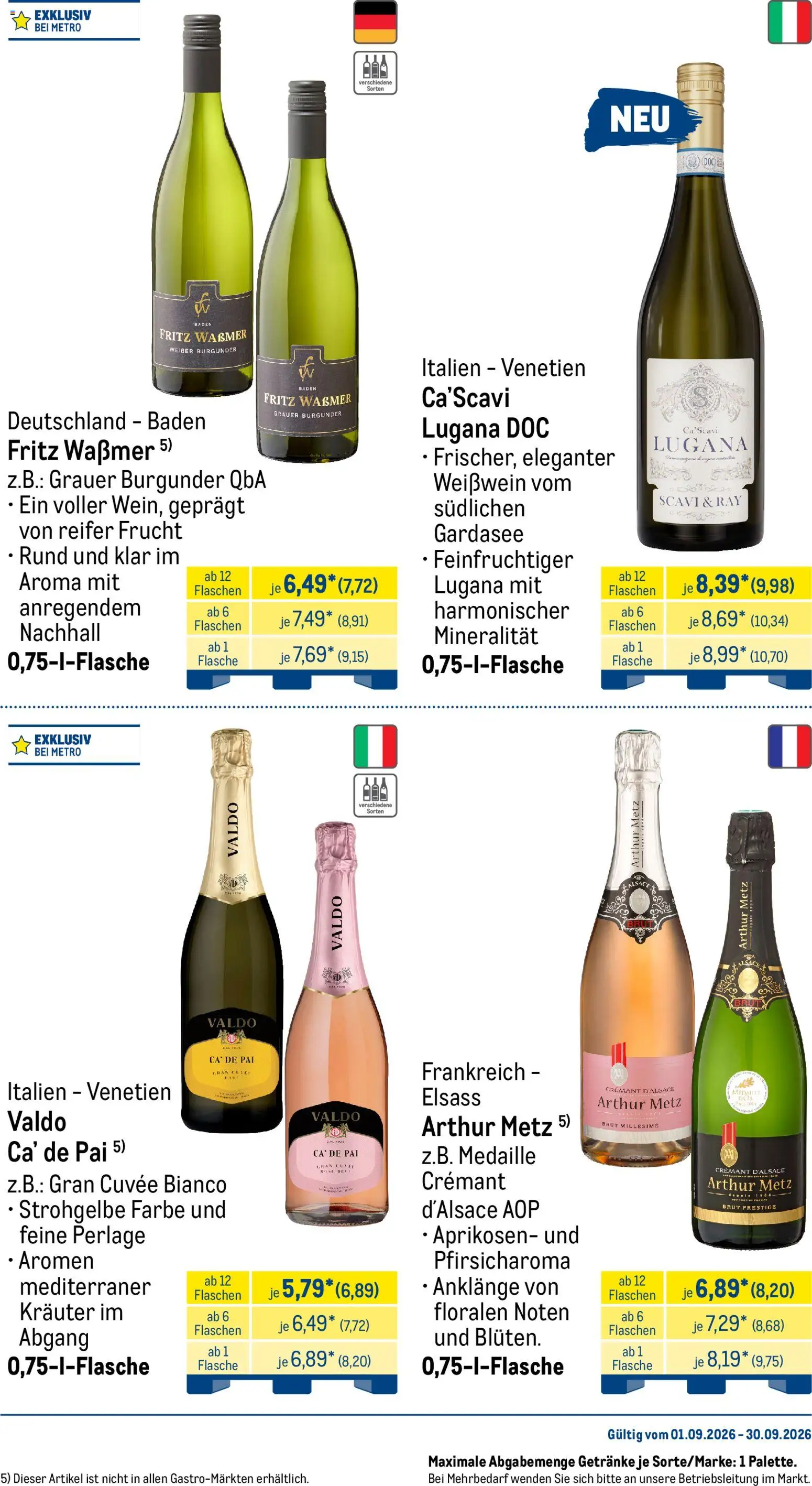 Metro Monats-Menü – gültig ab 01.09.2026 | Seite: 27 | Produkte: Weißwein