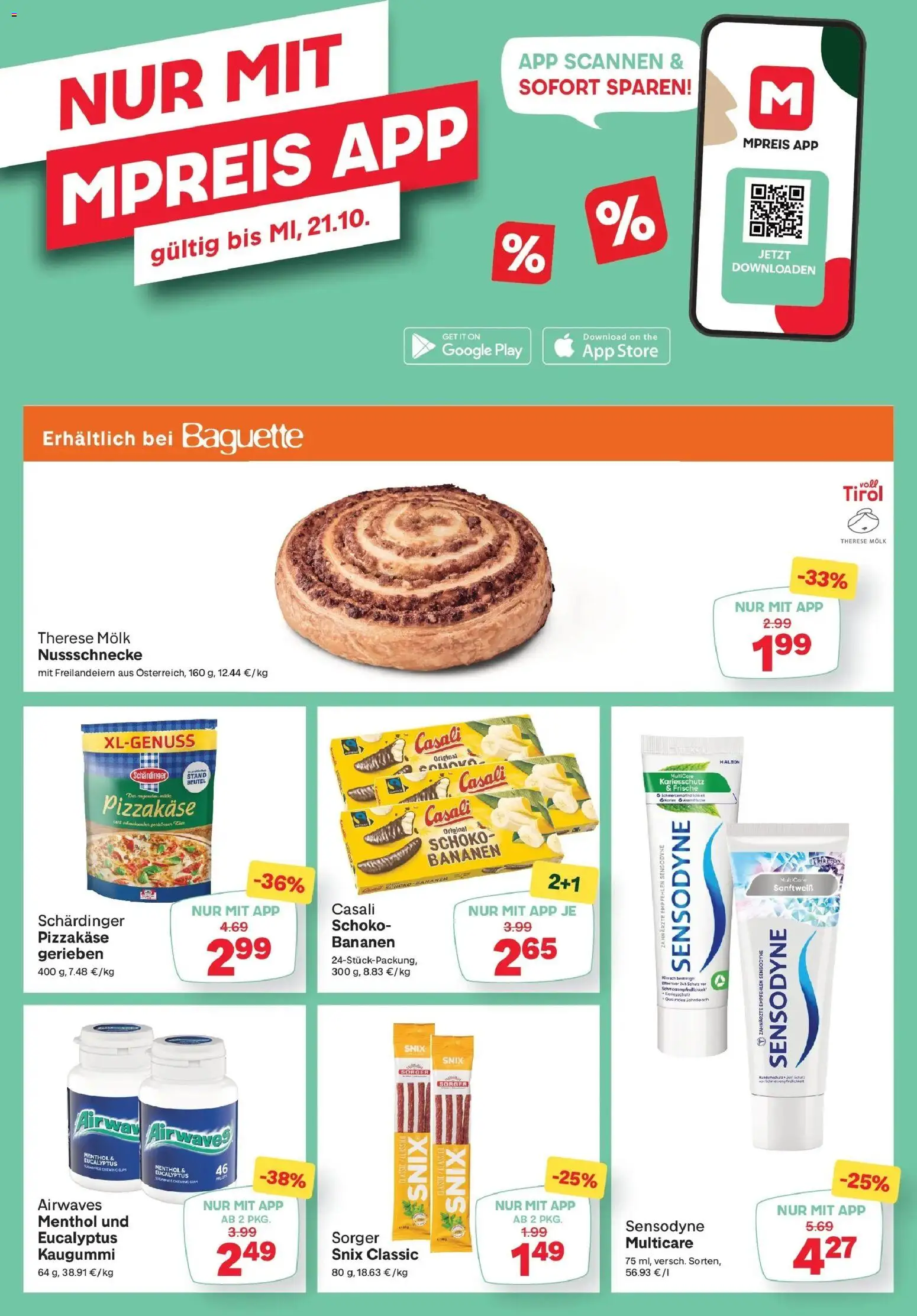 MPREIS St.Gallenkirch von 08.10.2026 - Aktuelle Angebote | Seite: 13 | Produkte: Kaugummi, Baguette, Bananen