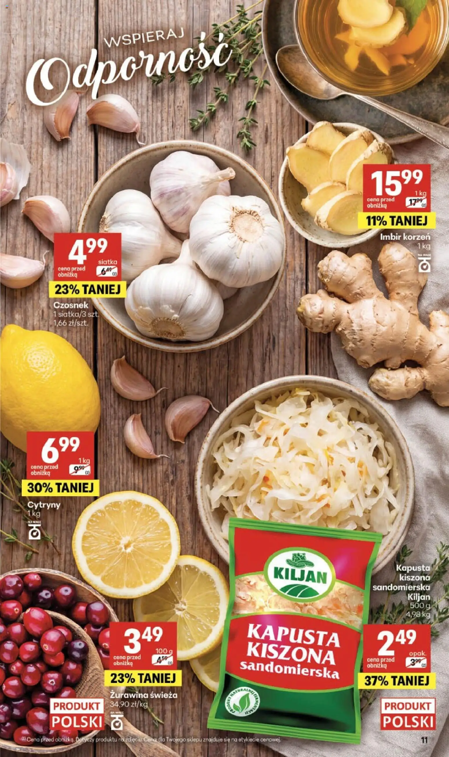 Delikatesy Centrum gazetka od 08.10.2026 | Strona: 11 | Produkty: Czosnek, Kapusta, Żurawina, Siatka